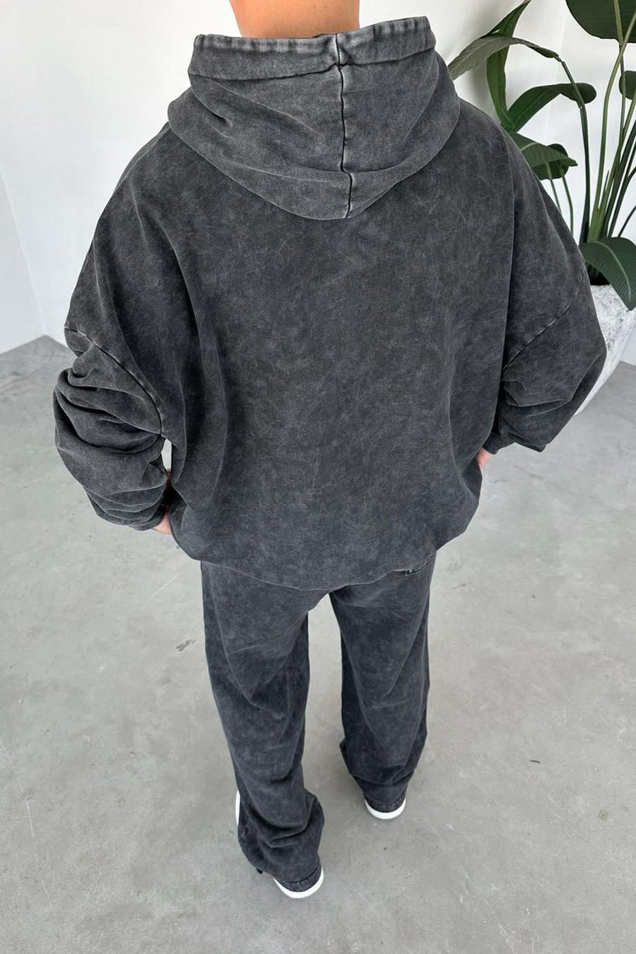 Antrasit Basic Yıkamalı Oversize Sweatshirt