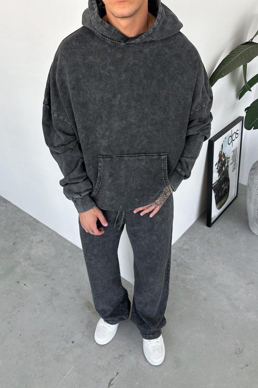 Antrasit Basic Yıkamalı Oversize Sweatshirt