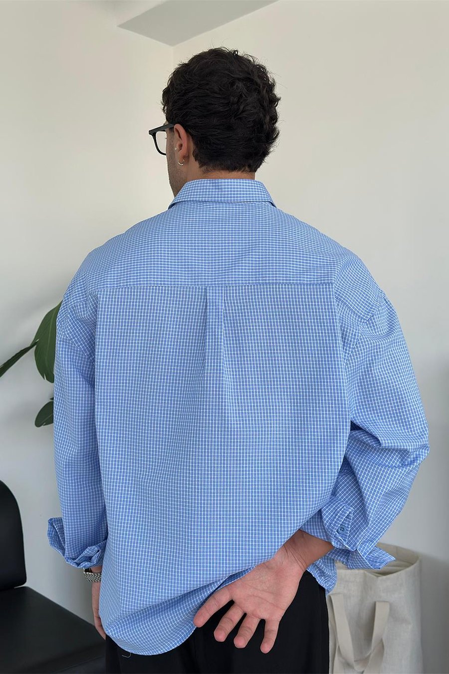 Bebe Mavi Kareli Old School Oversize Gömlek