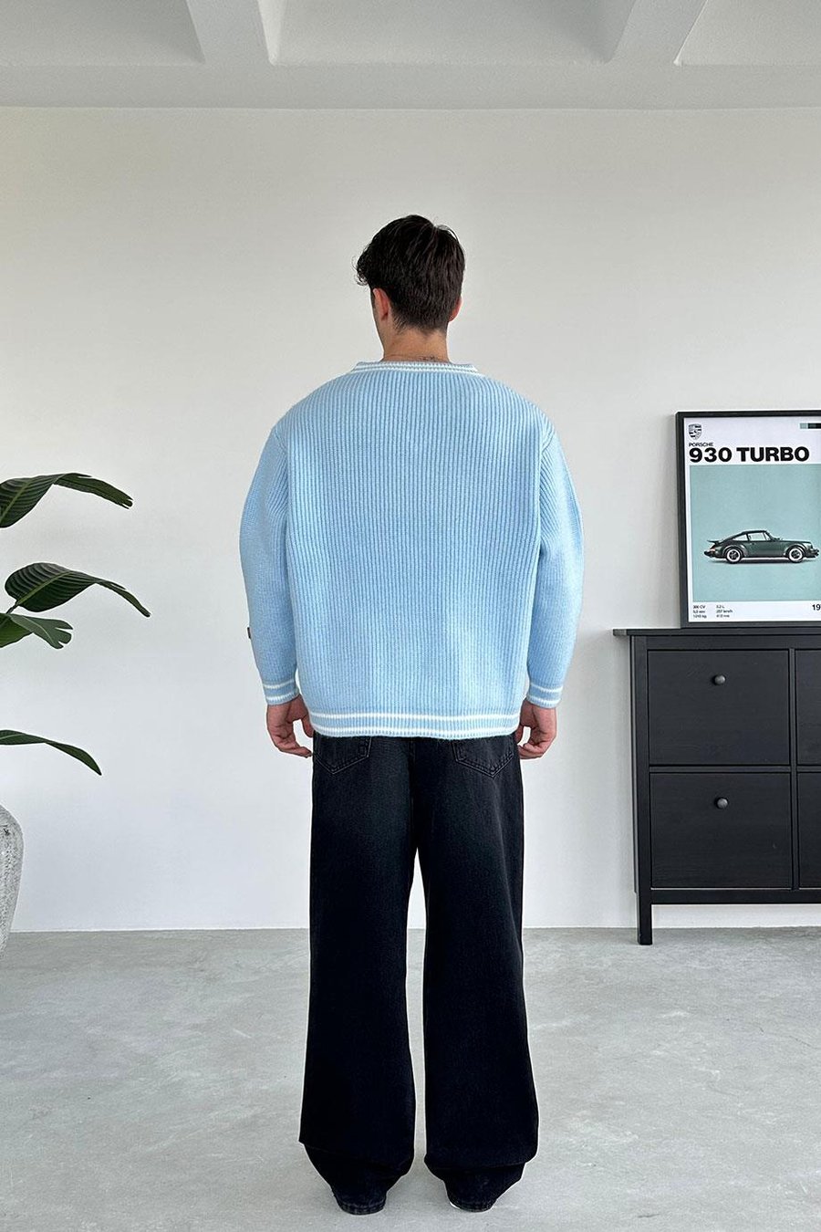 Bebe Mavi V Yaka Triko Oversize Kazak