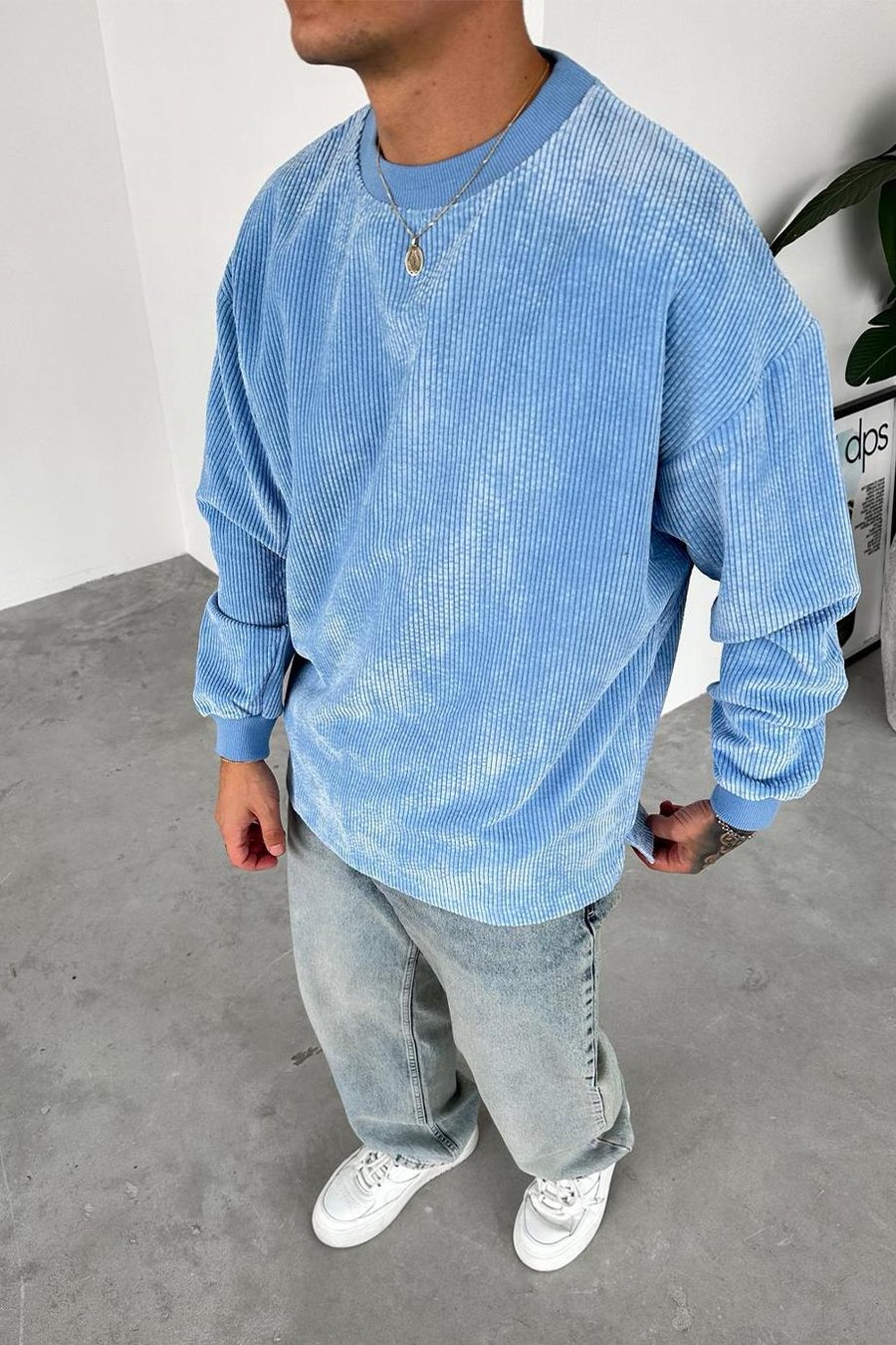 Bebe Mavisi Fitilli Kadife Basic Sweat