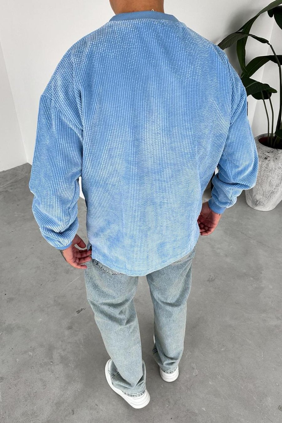 Bebe Mavisi Fitilli Kadife Basic Sweat