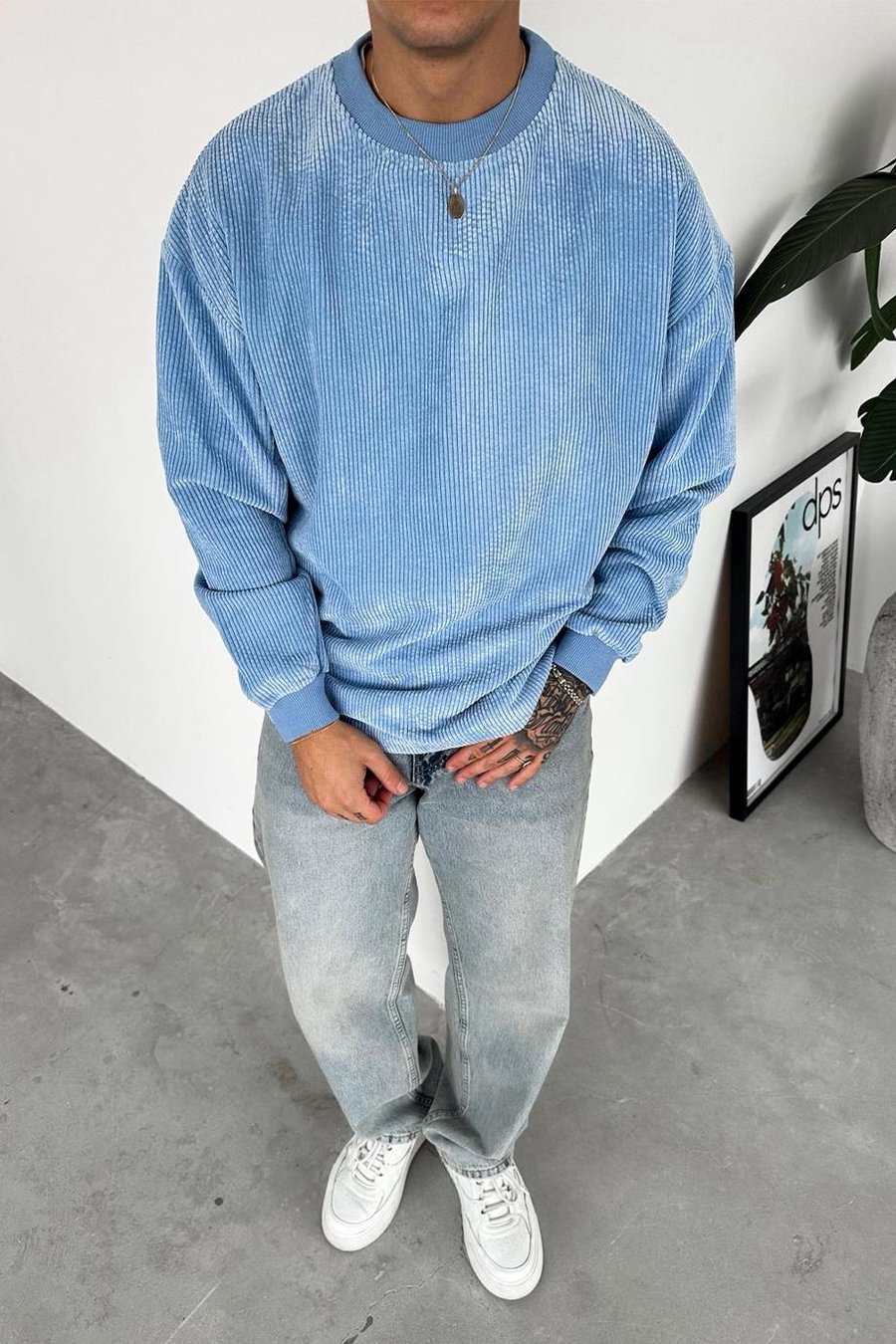 Bebe Mavisi Fitilli Kadife Basic Sweat