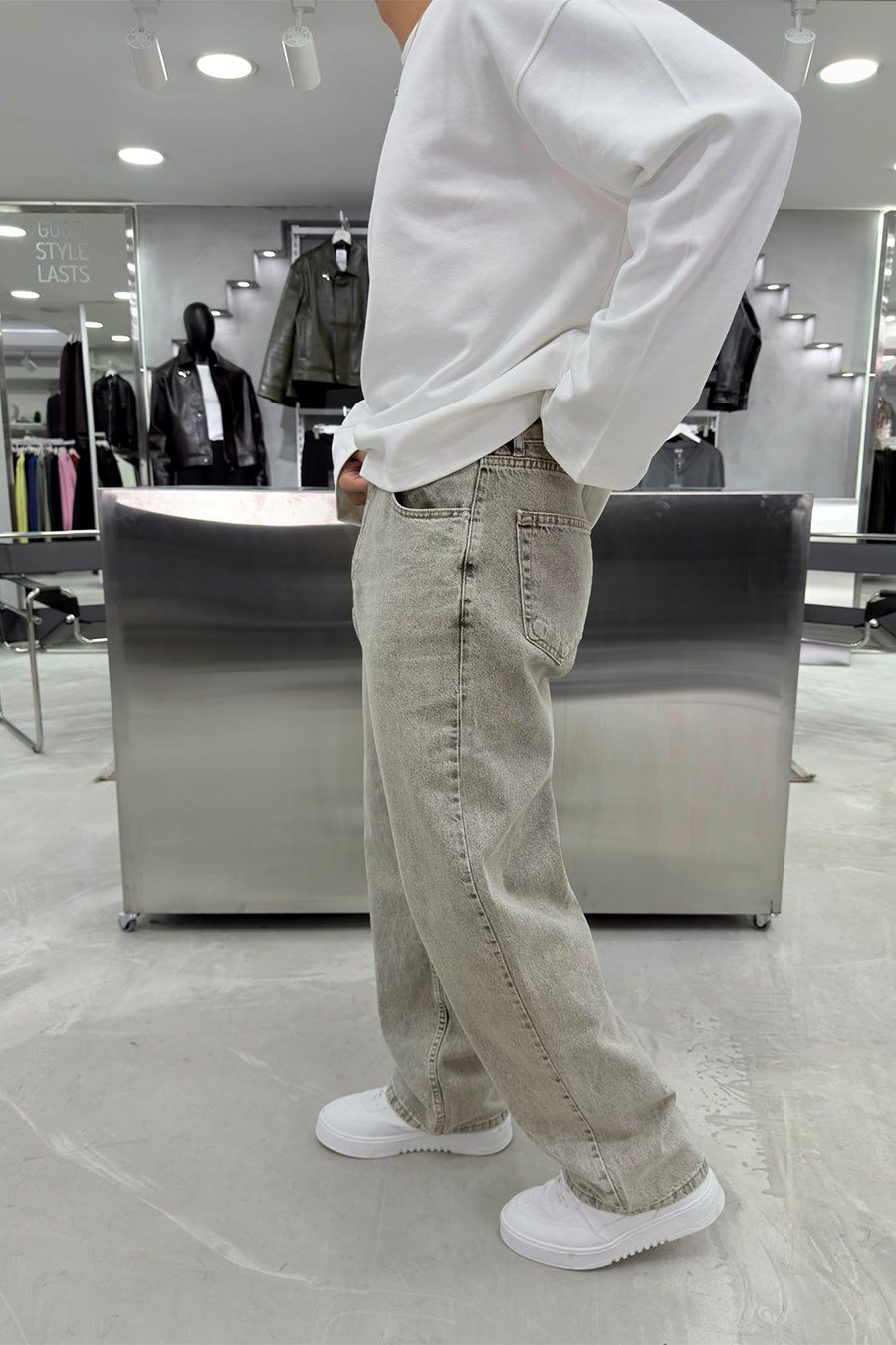 Bej Basic Baggy Pantolon