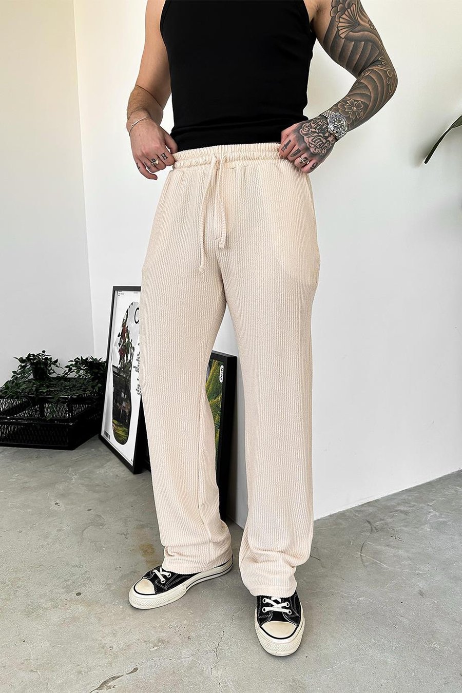 Bej Sandy Comfort Baggy Pantolon