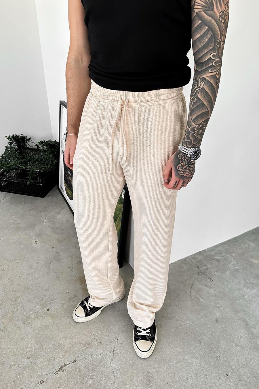 Bej Sandy Comfort Baggy Pantolon
