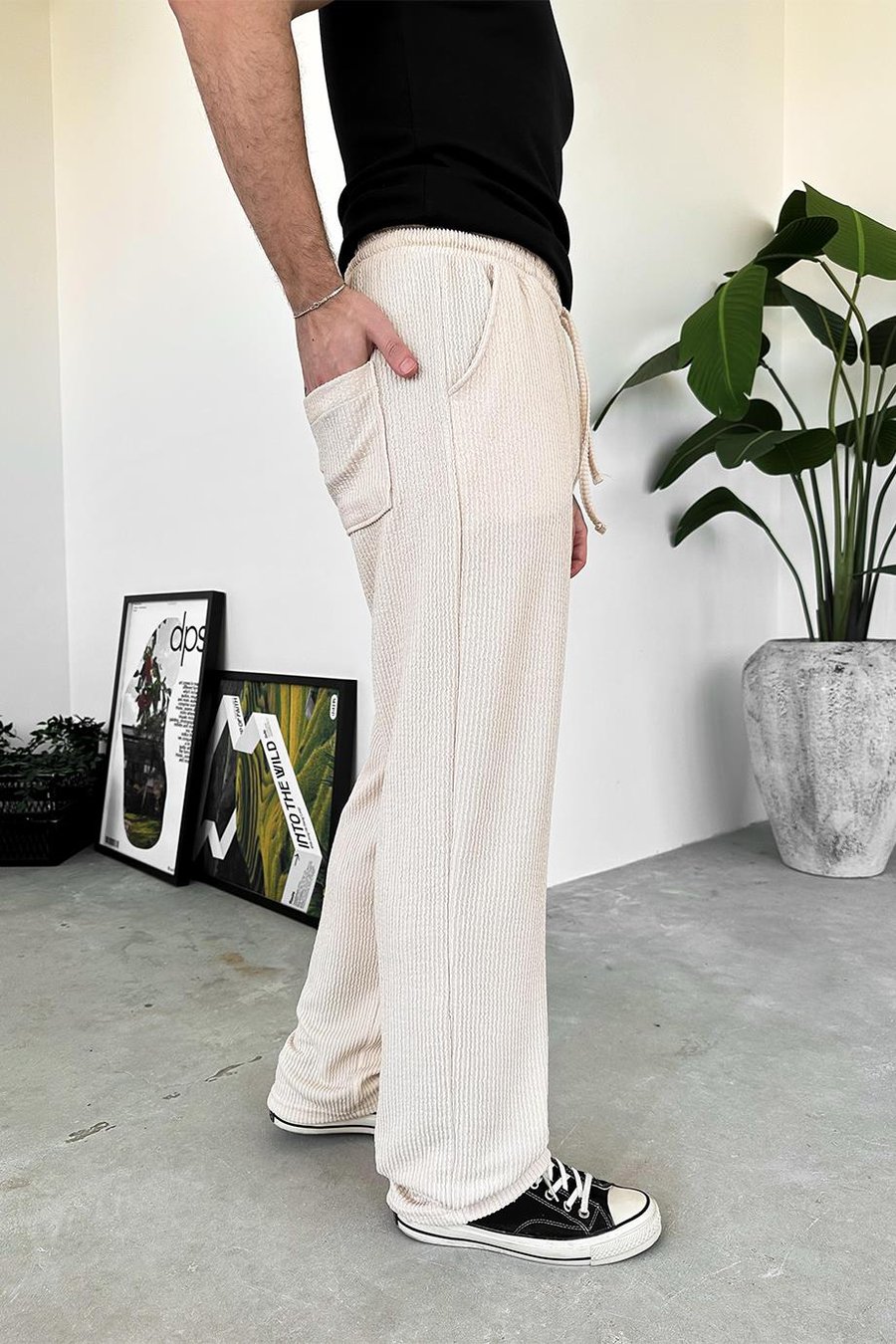 Bej Sandy Comfort Baggy Pantolon