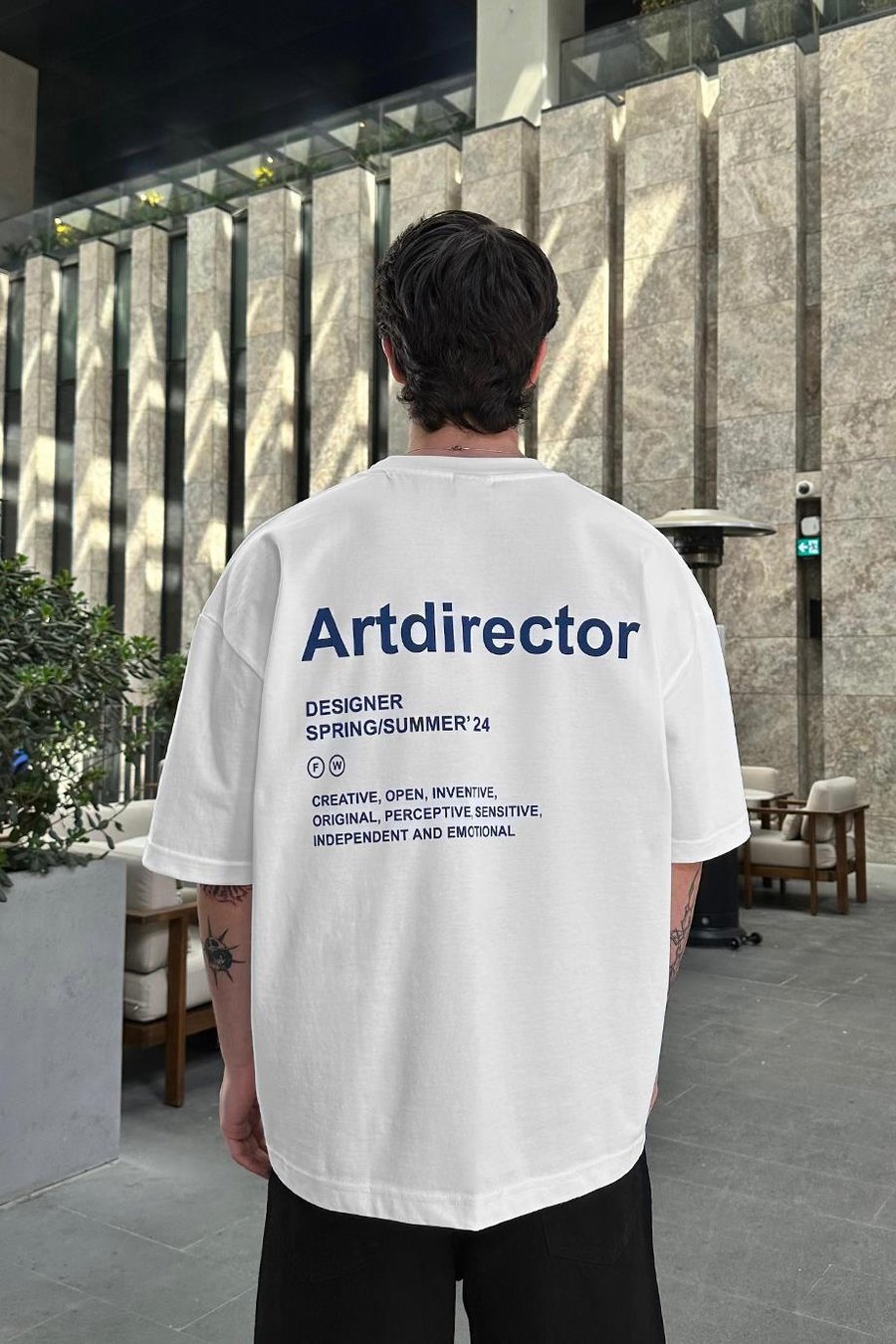 Beyaz Artdirector OUTPLENTY PREMİUM Oversize Tişört