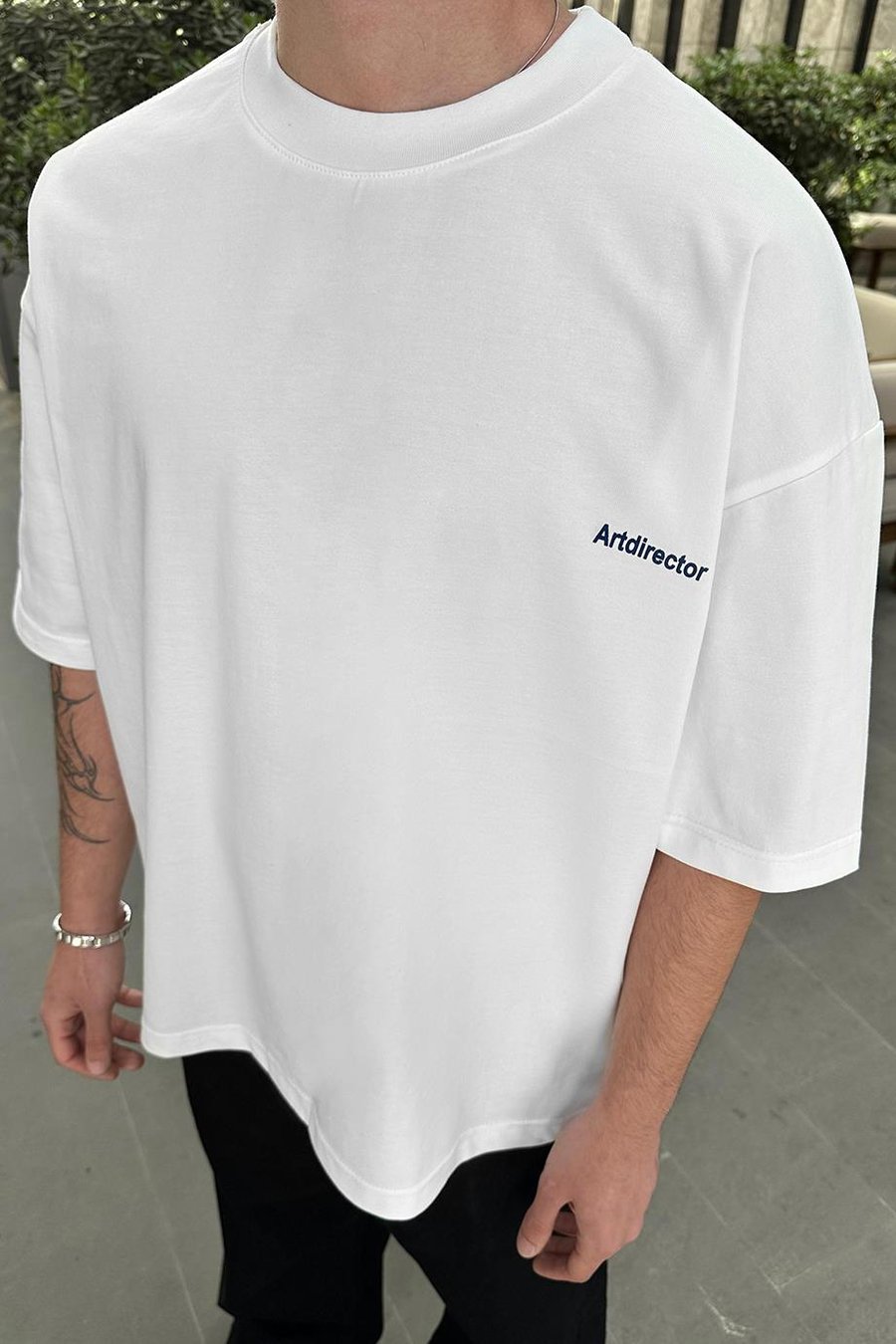 Beyaz Artdirector OUTPLENTY PREMİUM Oversize Tişört