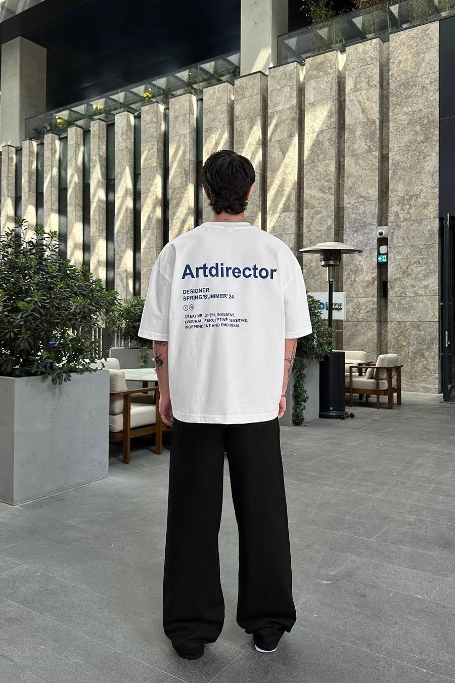 Beyaz Artdirector OUTPLENTY PREMİUM Oversize Tişört