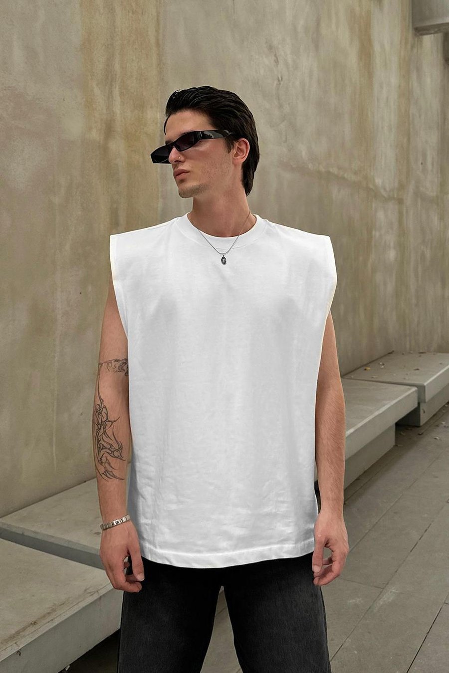 Beyaz Basic A1 OUTPLENTY PREMİUM Oversize Atlet Tişört