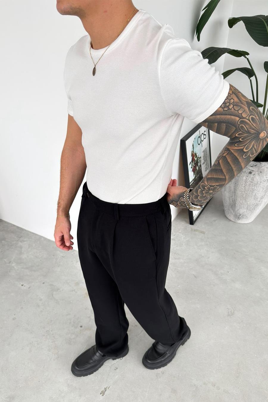 Beyaz Basic Fitilli Relax Fit Tişört