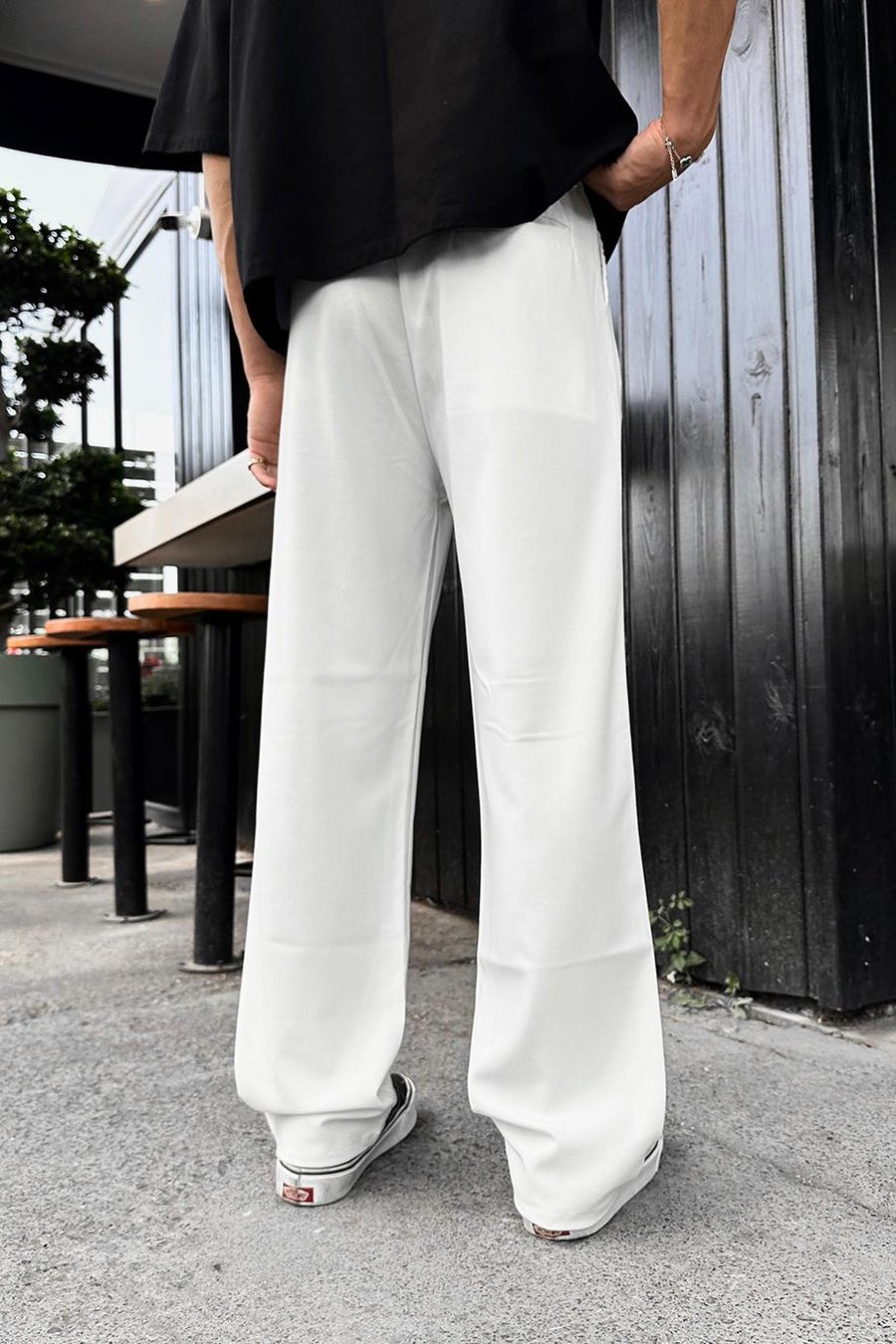 Beyaz Basic Kumaş A9 DL Baggy Pantolon