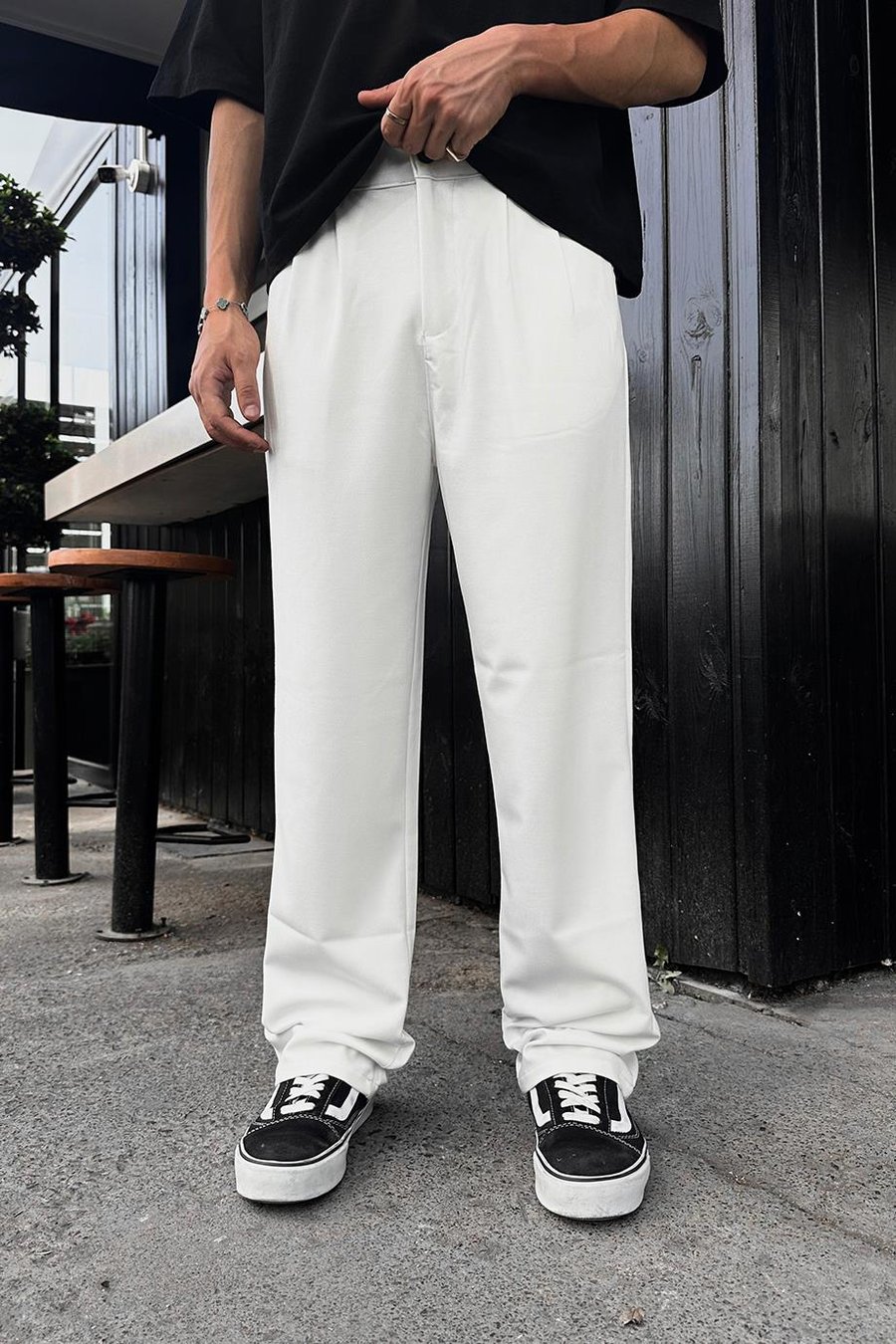 Beyaz Basic Kumaş A9 DL Baggy Pantolon