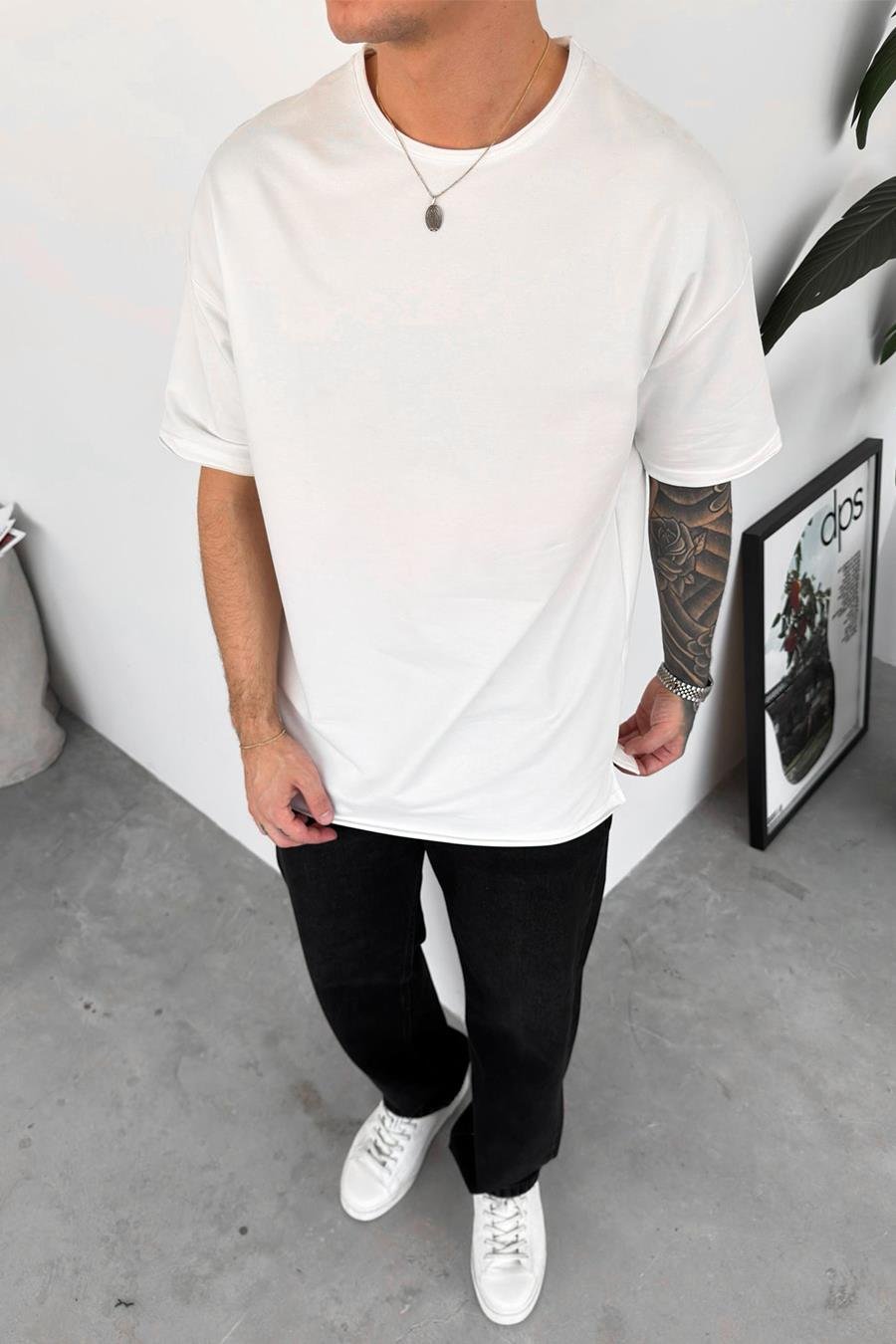 Beyaz Basic Softline Relaxed Tişört