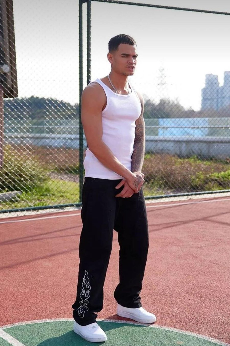BEYAZ Basic Tank Top Full Likralı Erkek Atlet Tişört