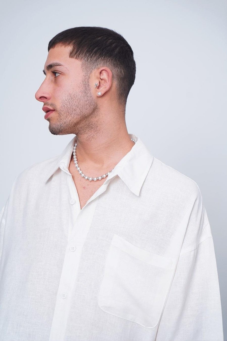 Beyaz Basic Yarım Kollu 1B CH Oversize Gömlek