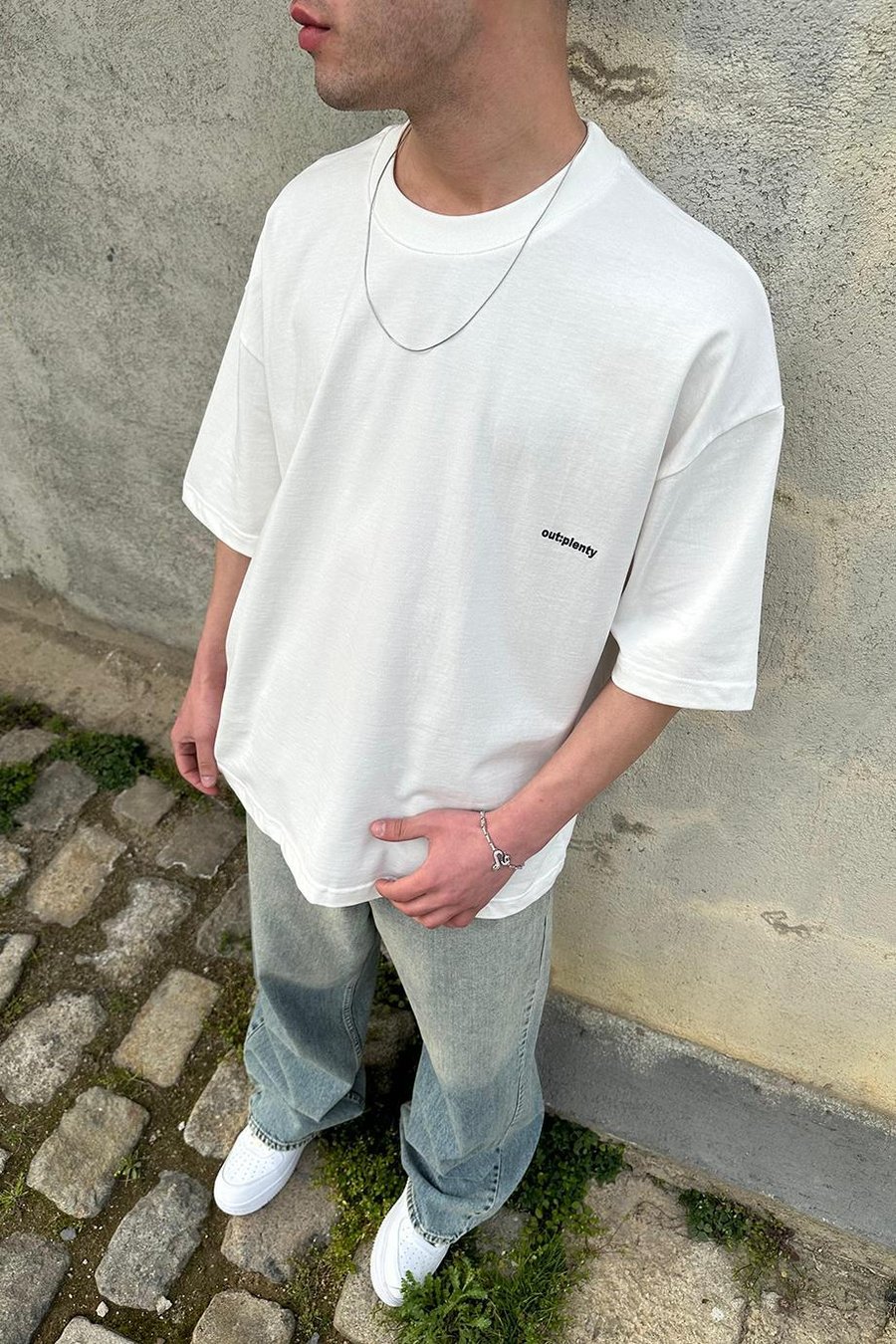 Beyaz Beyaz Minimalism OUTPLENTY PREMİUM Oversize Tişört