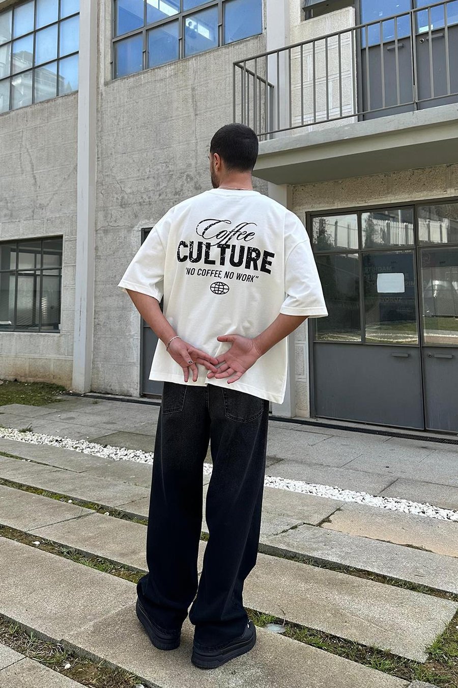 Beyaz Coffee Culture OUTPLENTY PREMİUM Oversize Tişört