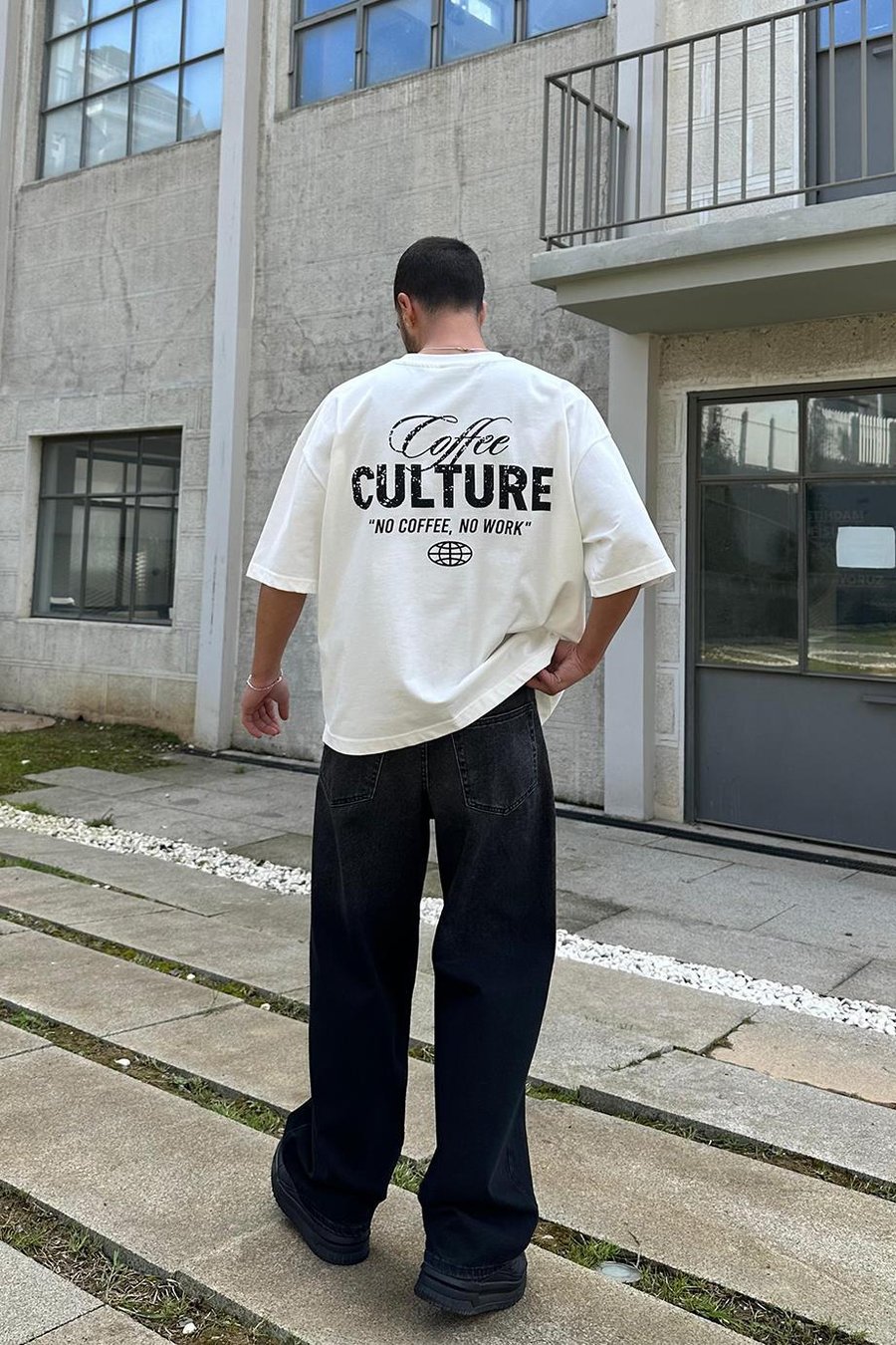Beyaz Coffee Culture OUTPLENTY PREMİUM Oversize Tişört