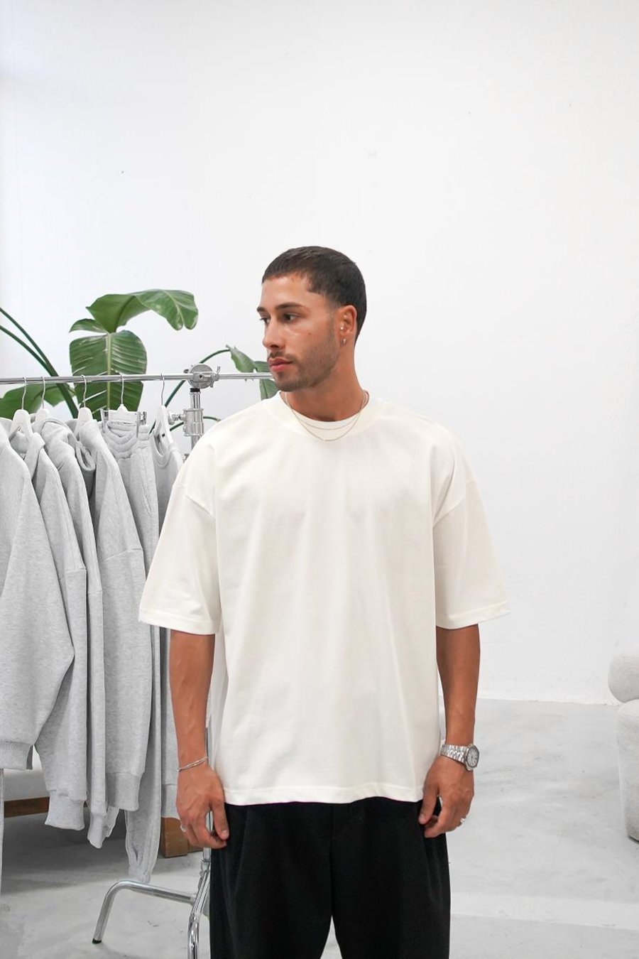 Beyaz Cozy Basic Oversize Tişört