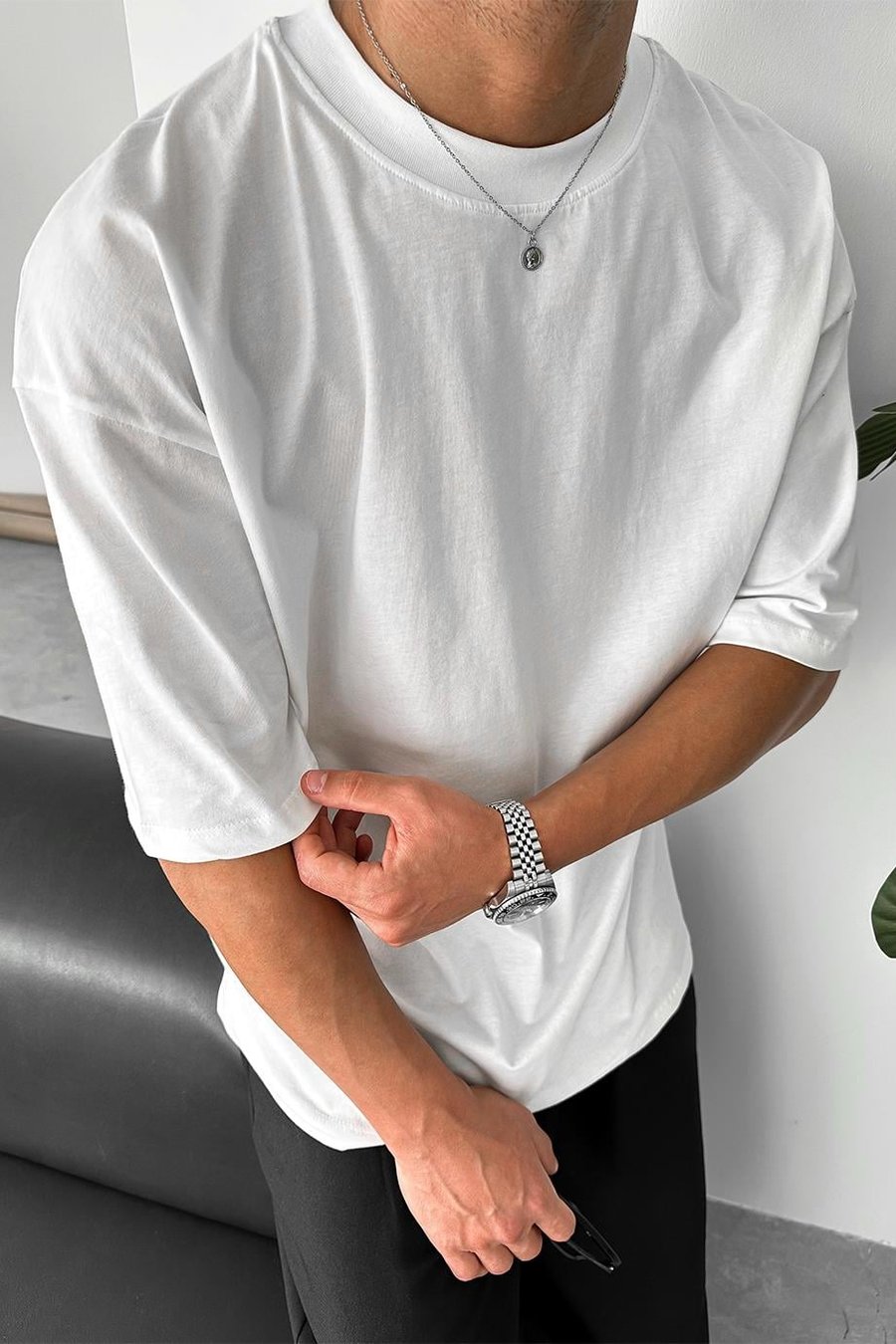 Beyaz Cozy Basic Oversize Tişört