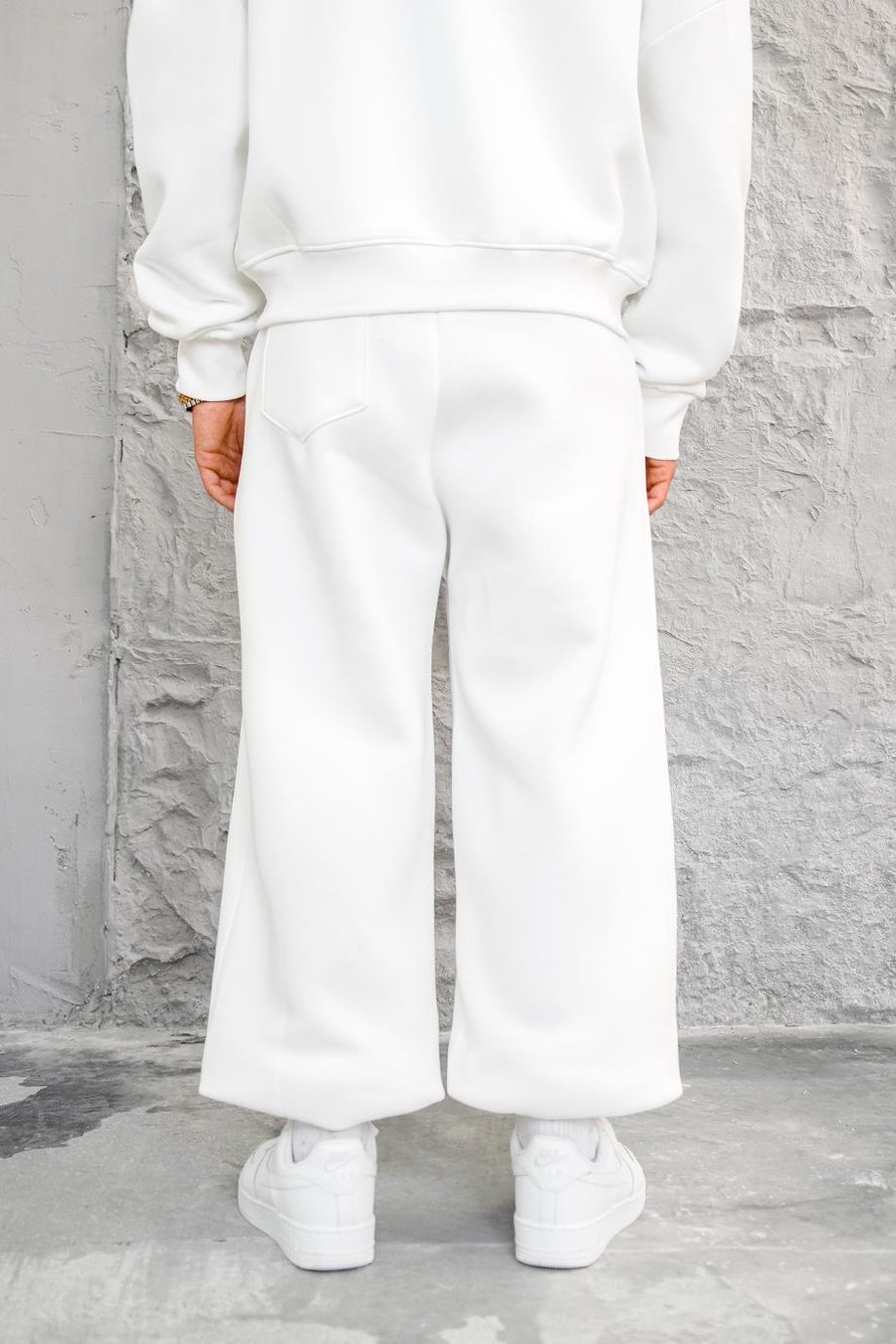 Beyaz Cozy Basic Paça Lastik Oversize Eşofman