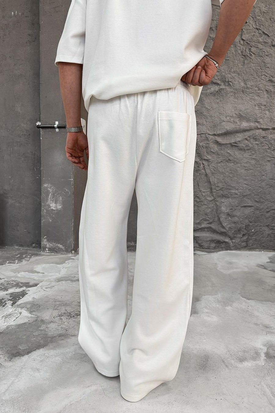 Beyaz Cozy Premium Basic Baggy Eşofman