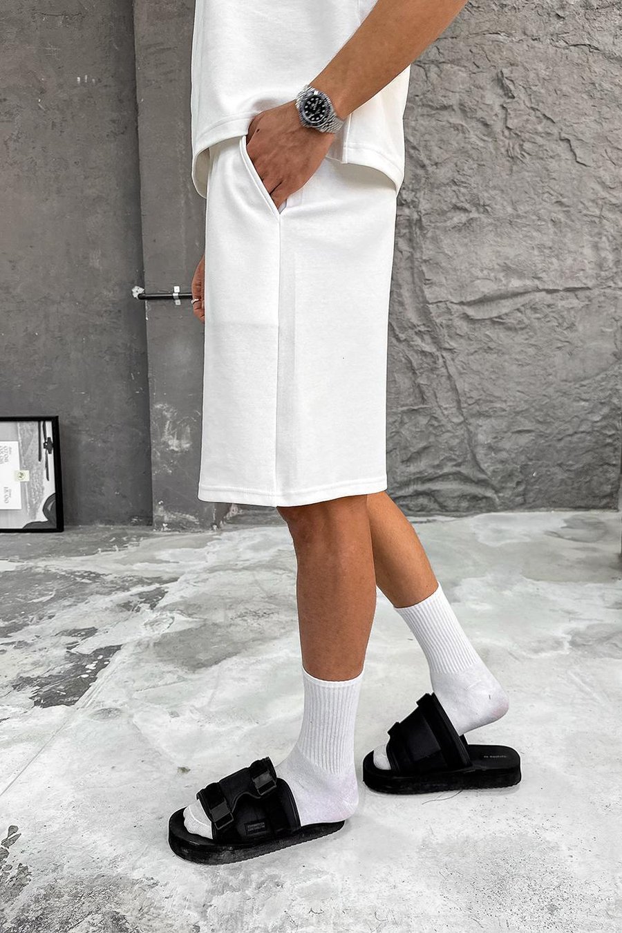 Beyaz Cozy Premium Basic Şort