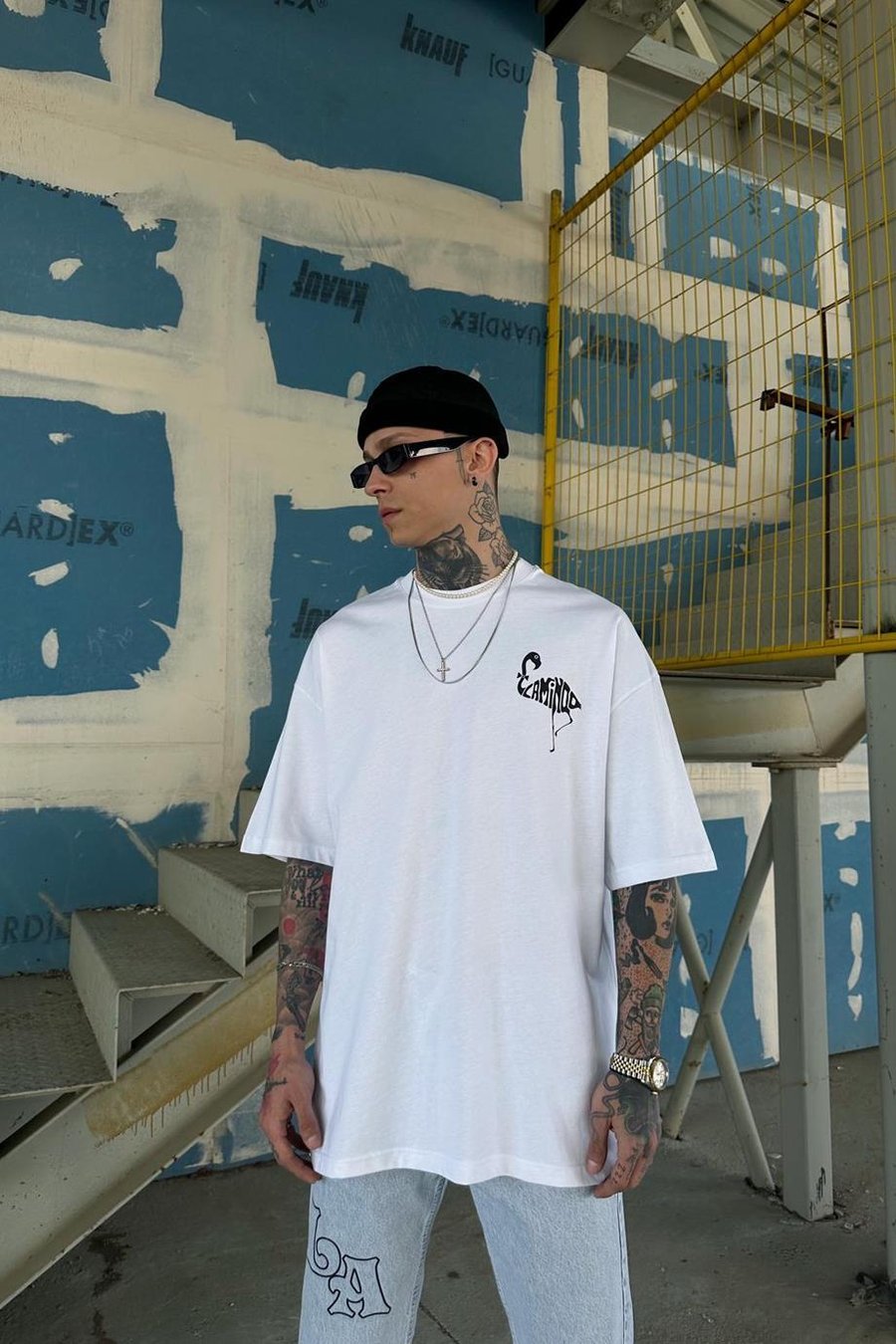 BEYAZ Minimal Flamingo Oversize Tişört