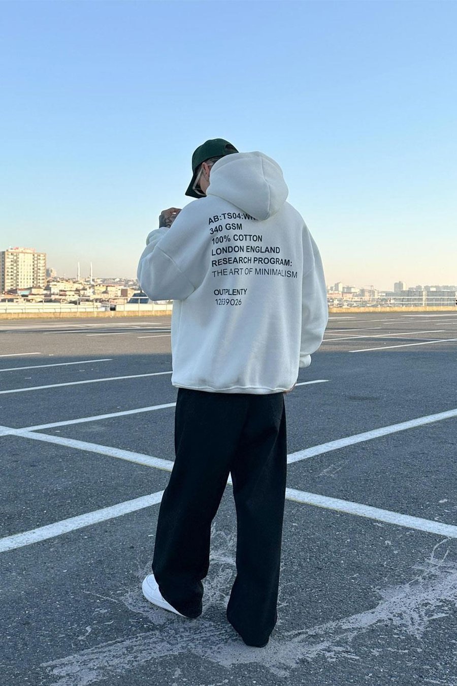 Beyaz Plenty HAFKA PREMİUM 3 İplik Şardonlu Oversize Sweatshirt