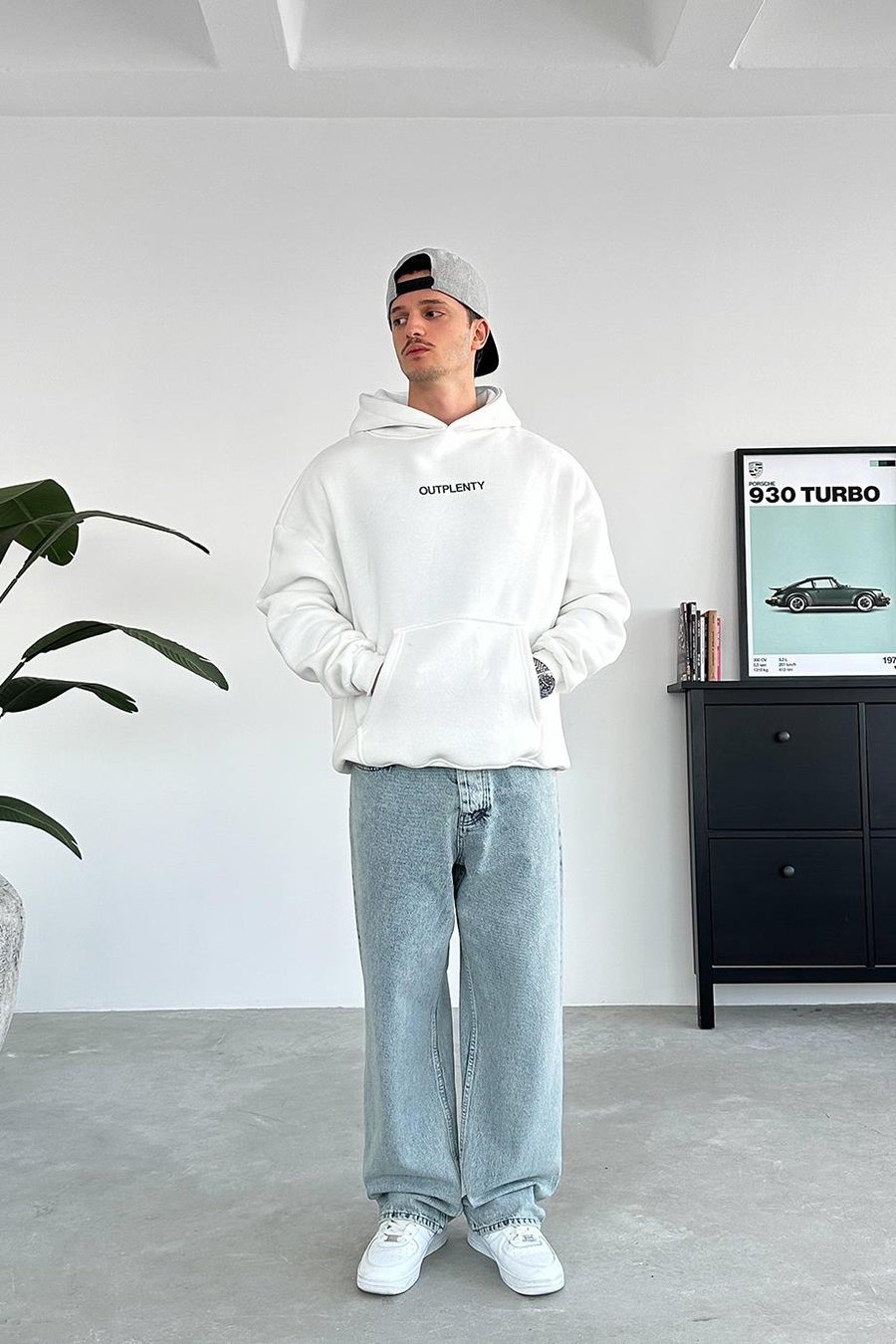 Beyaz Plenty HAFKA PREMİUM 3 İplik Şardonlu Oversize Sweatshirt