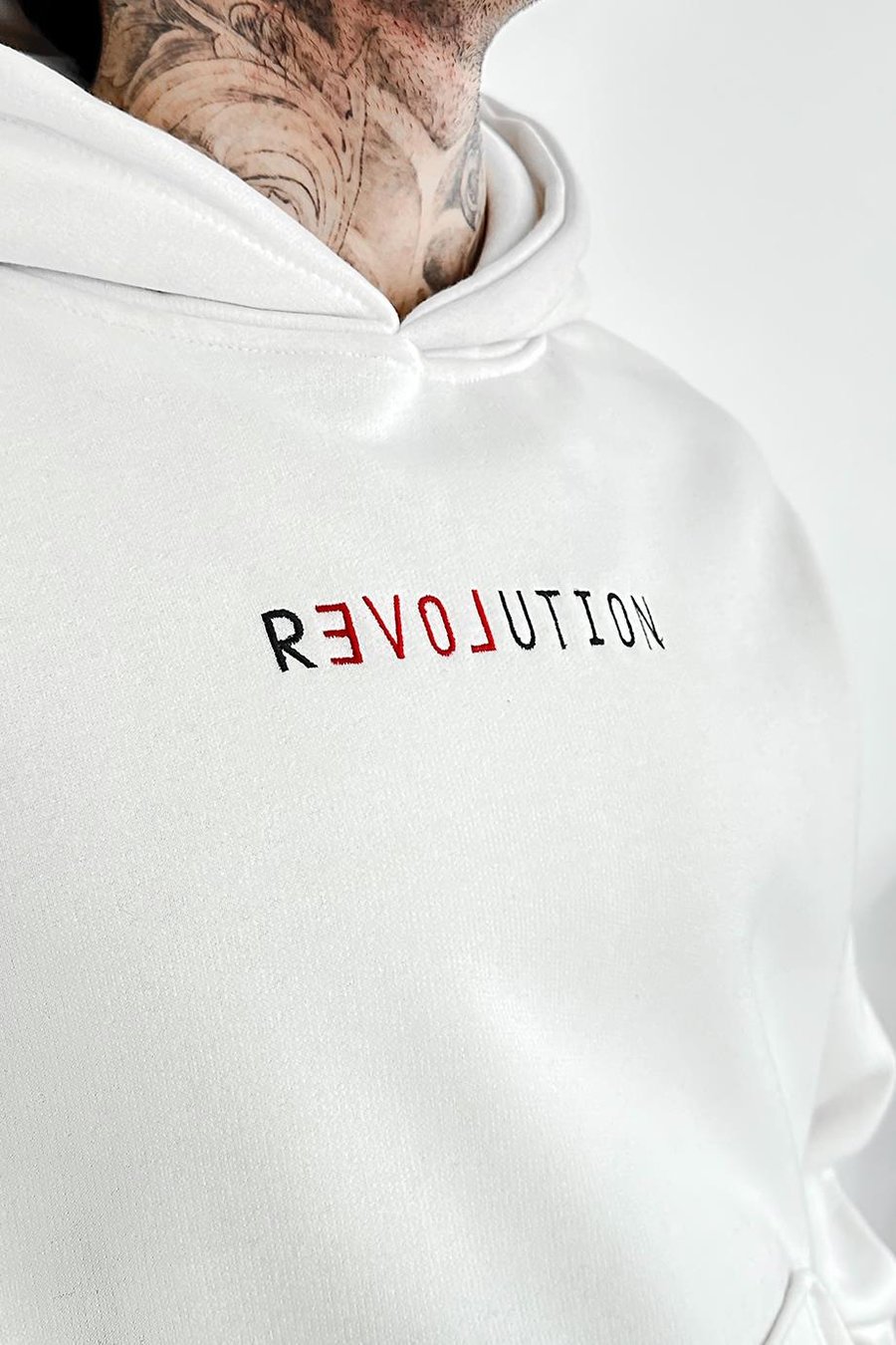 Beyaz Revolution Nakış Detay HAFKA PREMİUM 3 İplik Şardonlu Oversize Sweatshirt
