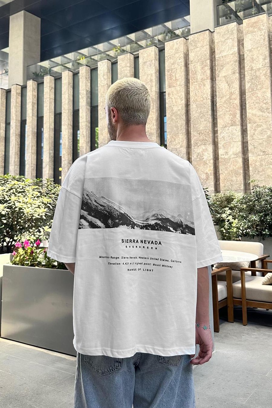 Beyaz Sierra Nevada OUTPLENTY PREMİUM Oversize Tişört
