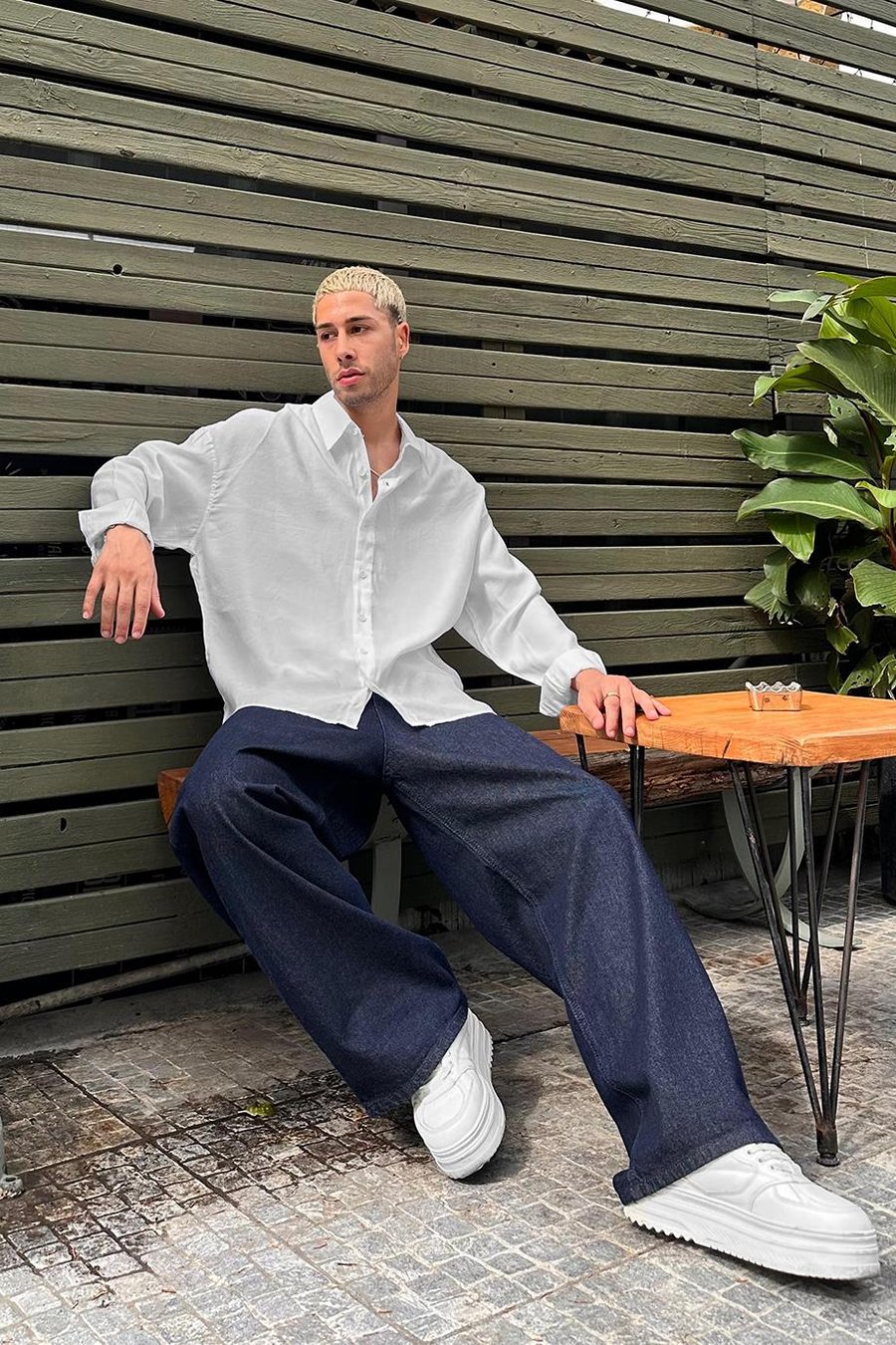 Beyaz Tensel GO Oversize Gömlek