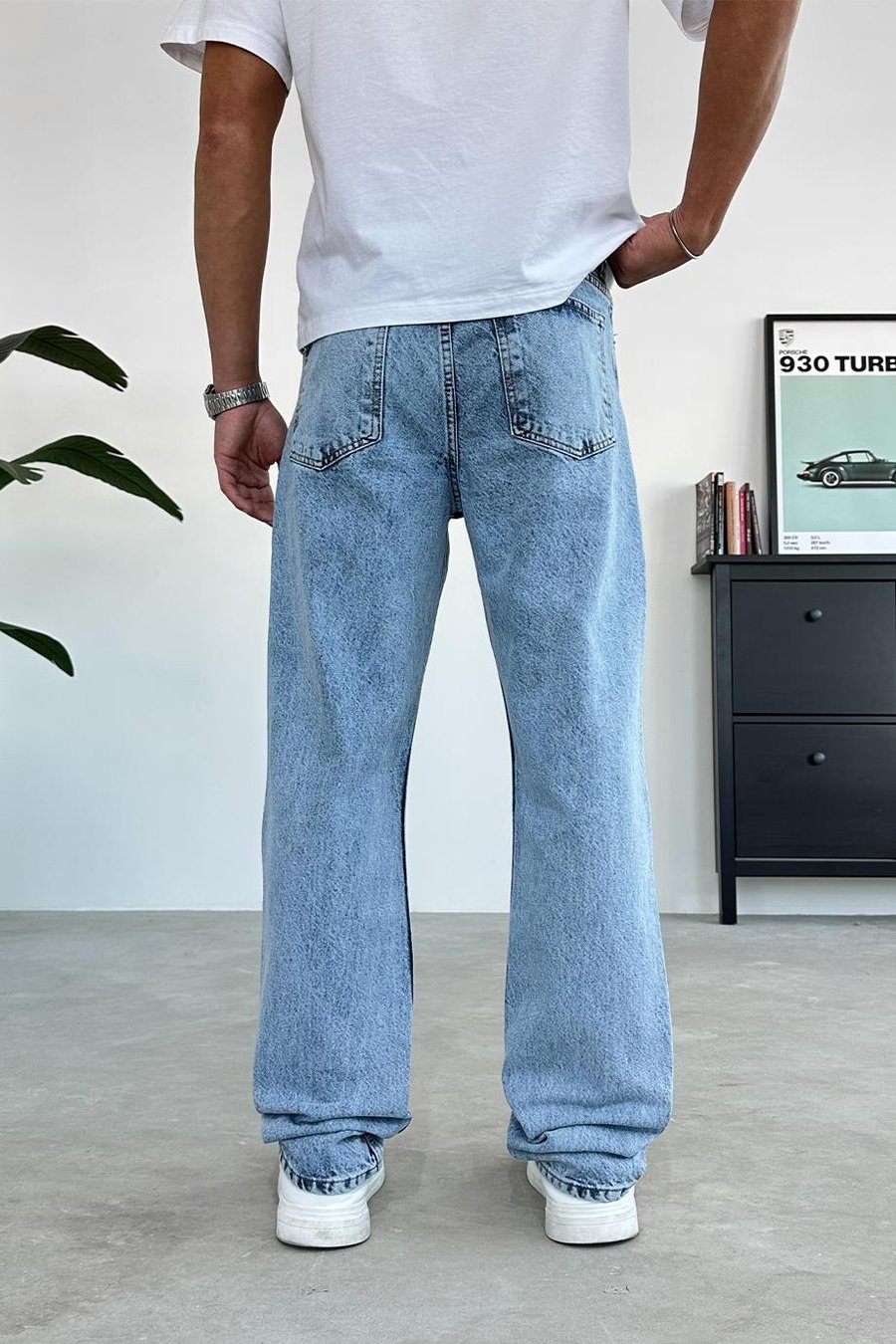 Buz Mavi Basic Baggy Pantolon