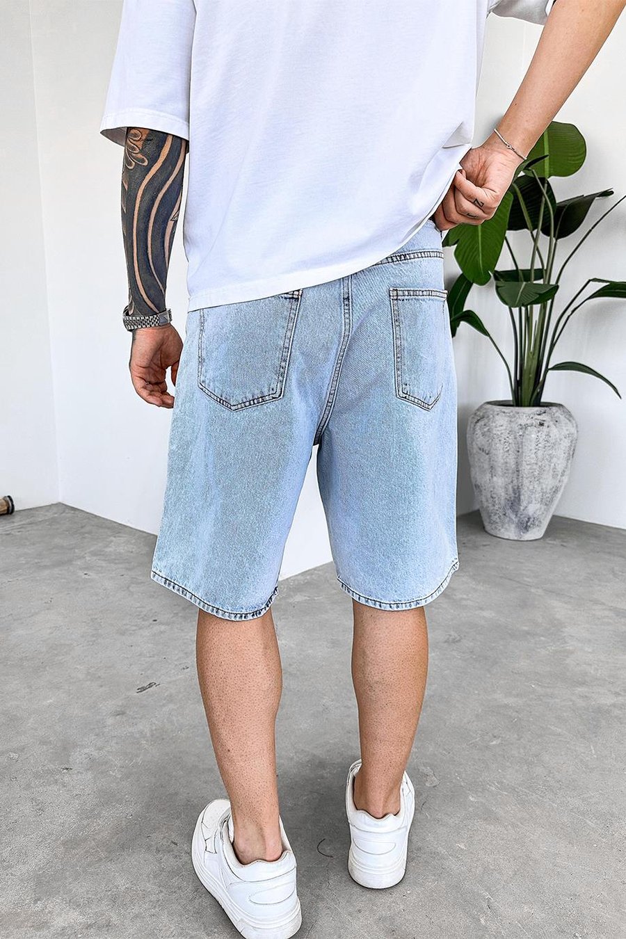 Buz Mavi Basic Premium Baggy Kot Şort