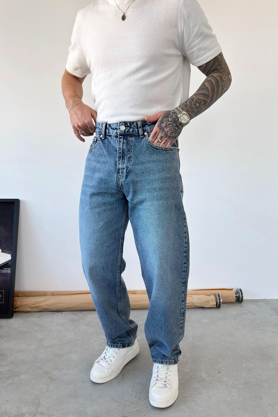 Buz Mavi Basic Regular Pantolon