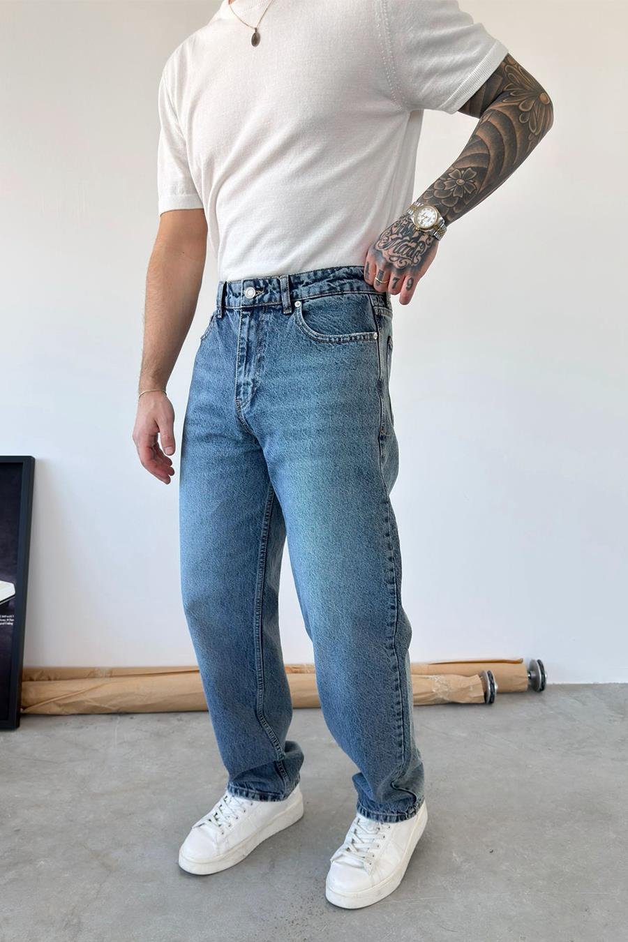 Buz Mavi Basic Regular Pantolon