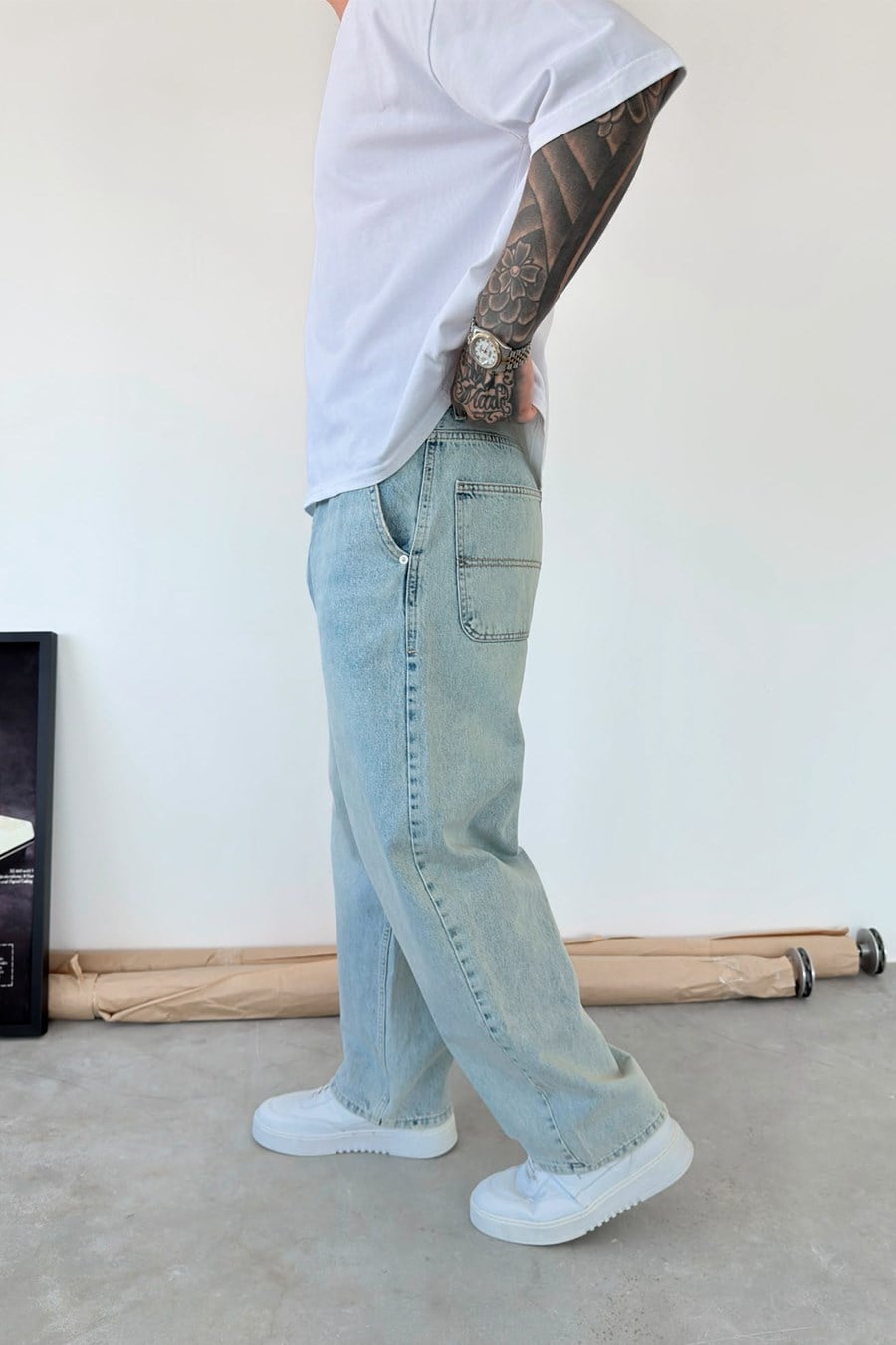Buz Mavi Basic Skater Pantolon