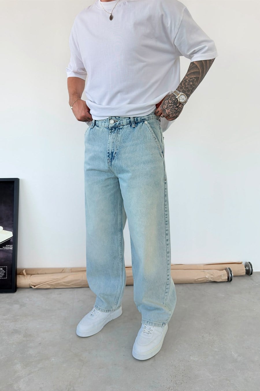 Buz Mavi Basic Skater Pantolon