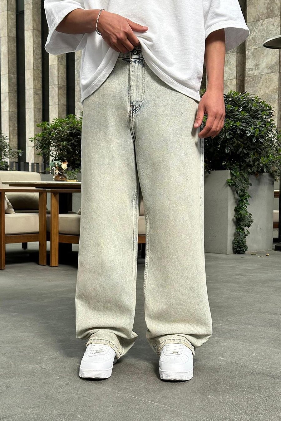 Buz Mavi Eskitme  R22 DL Old School Baggy Pantolon