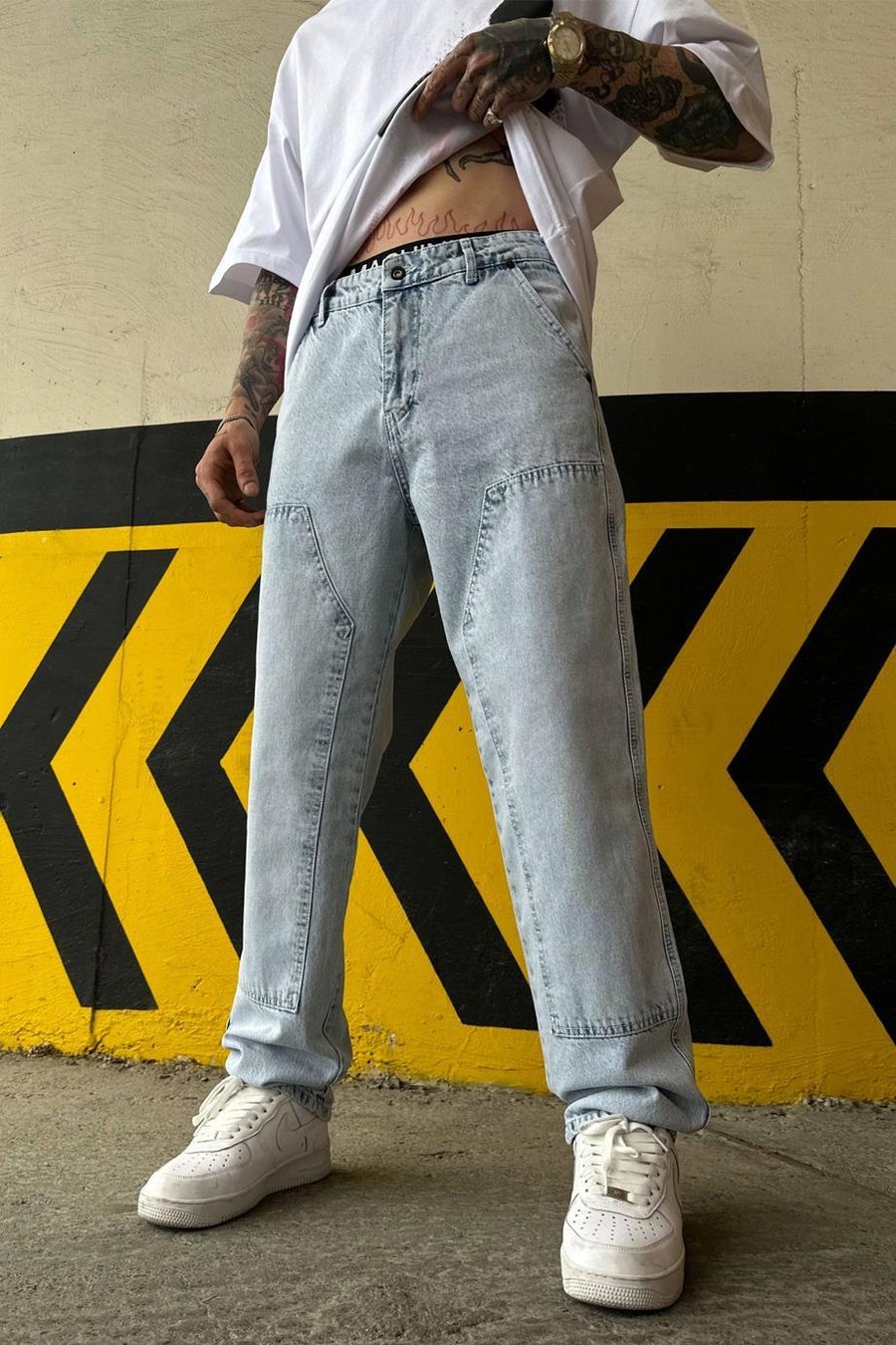 Buz Mavi Patch Detay C1 Baggy Pantolon