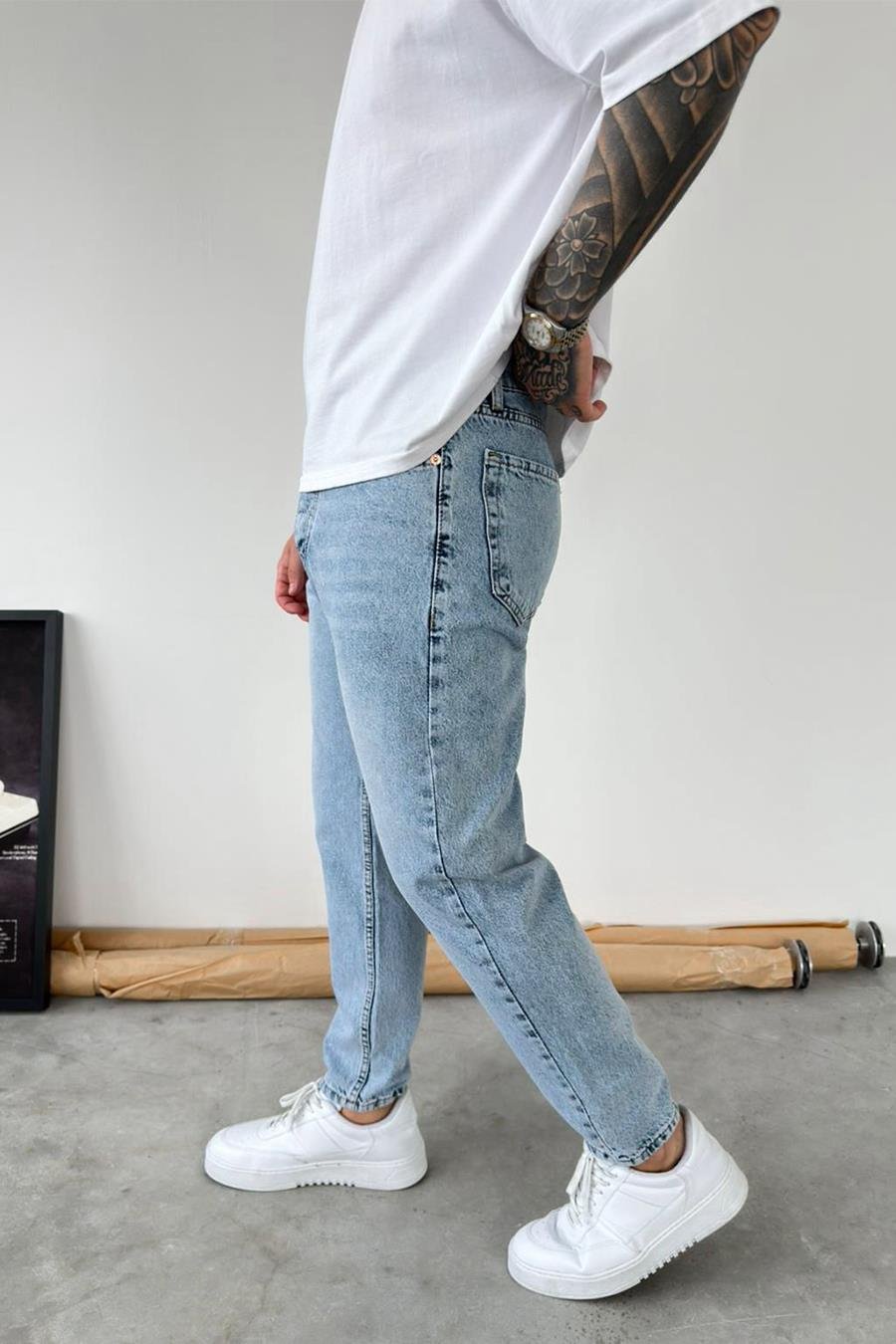 Buz Mavi Soft Degrade Boyfriend Pantolon