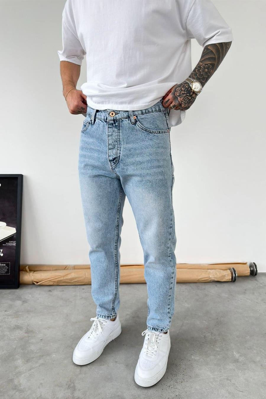 Buz Mavi Soft Degrade Boyfriend Pantolon