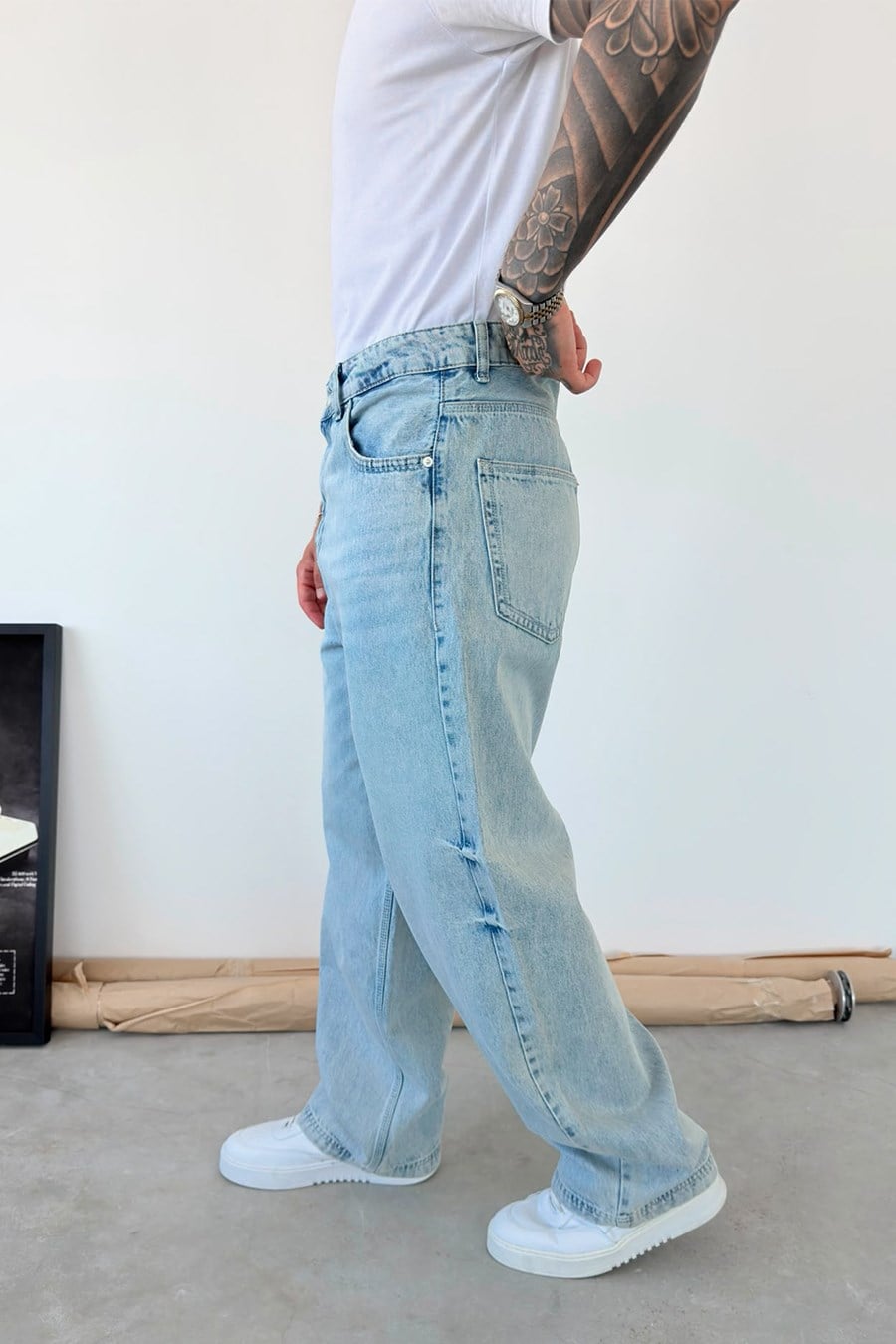 Buz Mavi Soft Degrade Süper Baggy Pantolon