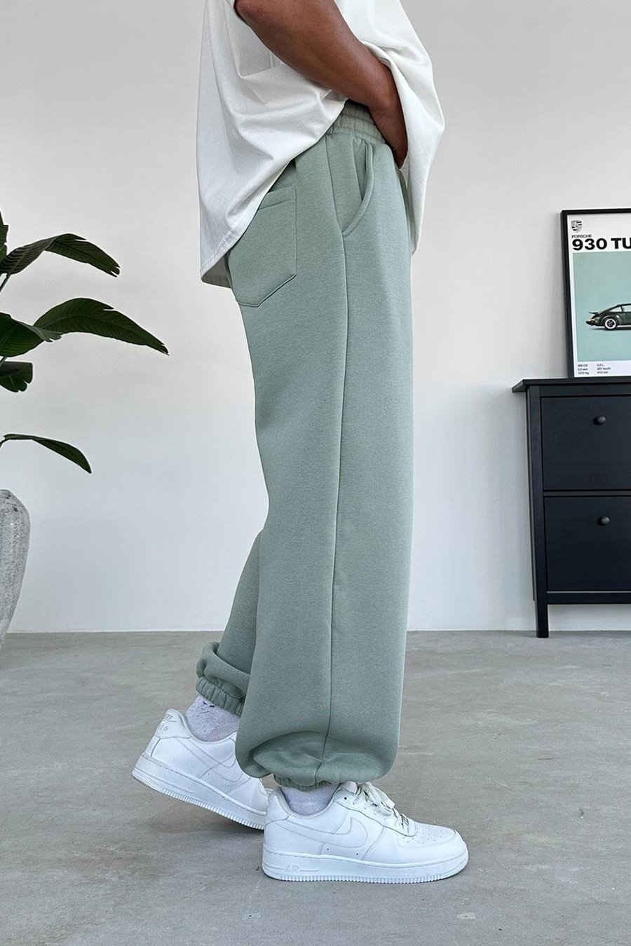 Buz Yeşil Cozy Basic Paça Stoperli Baggy Eşofman