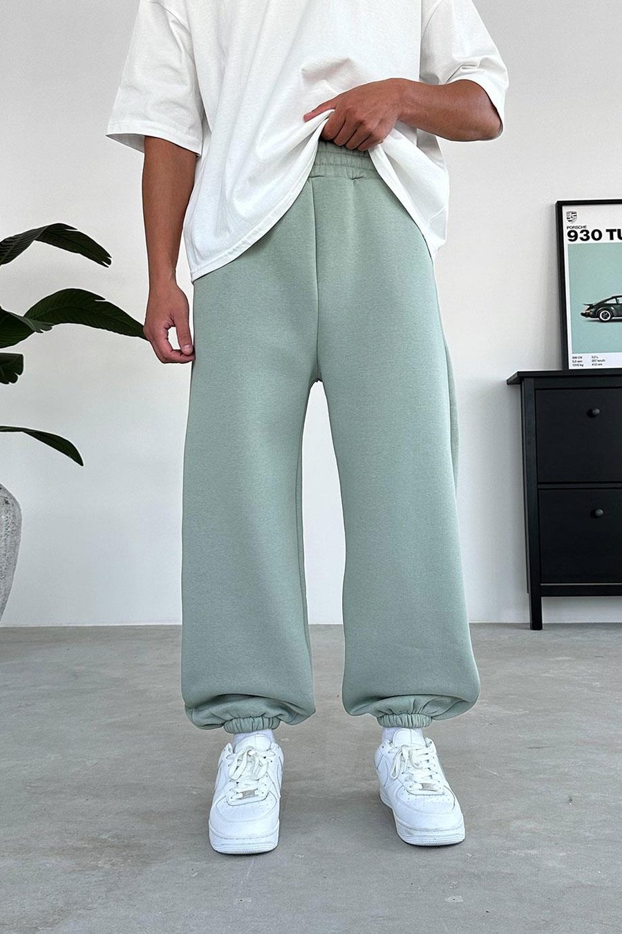 Buz Yeşil Cozy Basic Paça Stoperli Baggy Eşofman