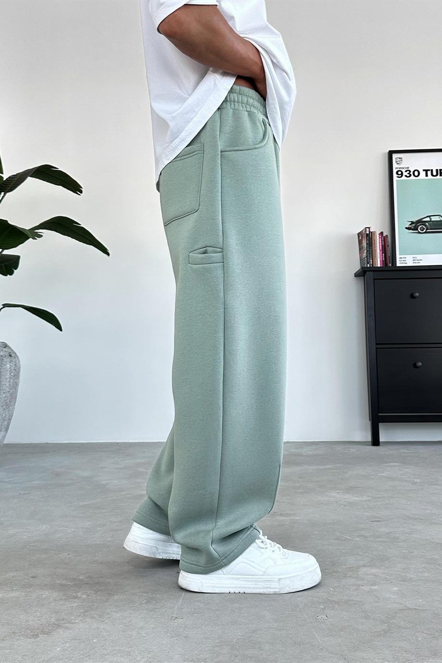 Buz Yeşil Cozy Basic Pileli Baggy Eşofman