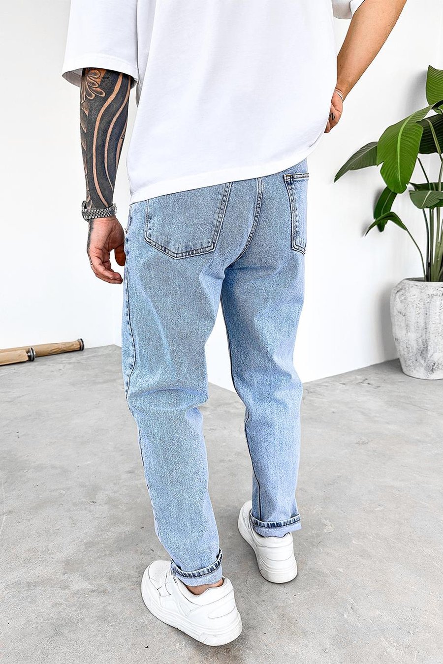 Dokulu Buz Mavi Basic Regular Pantolon